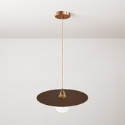 Lampada a sospensione completa di cavo tessile, paralume oversize Ellepi e finiture in metallo - Effetto corten