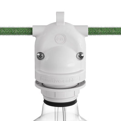 Eiva-2 - Outdoor lamp holder with double outlet IP65 E27 fitting for Modulair system - White