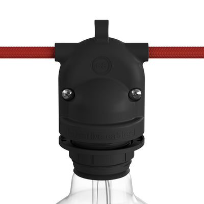 Eiva-2 - Outdoor double outlet lamp holder IP65 E27 fitting for Modulair system - Black