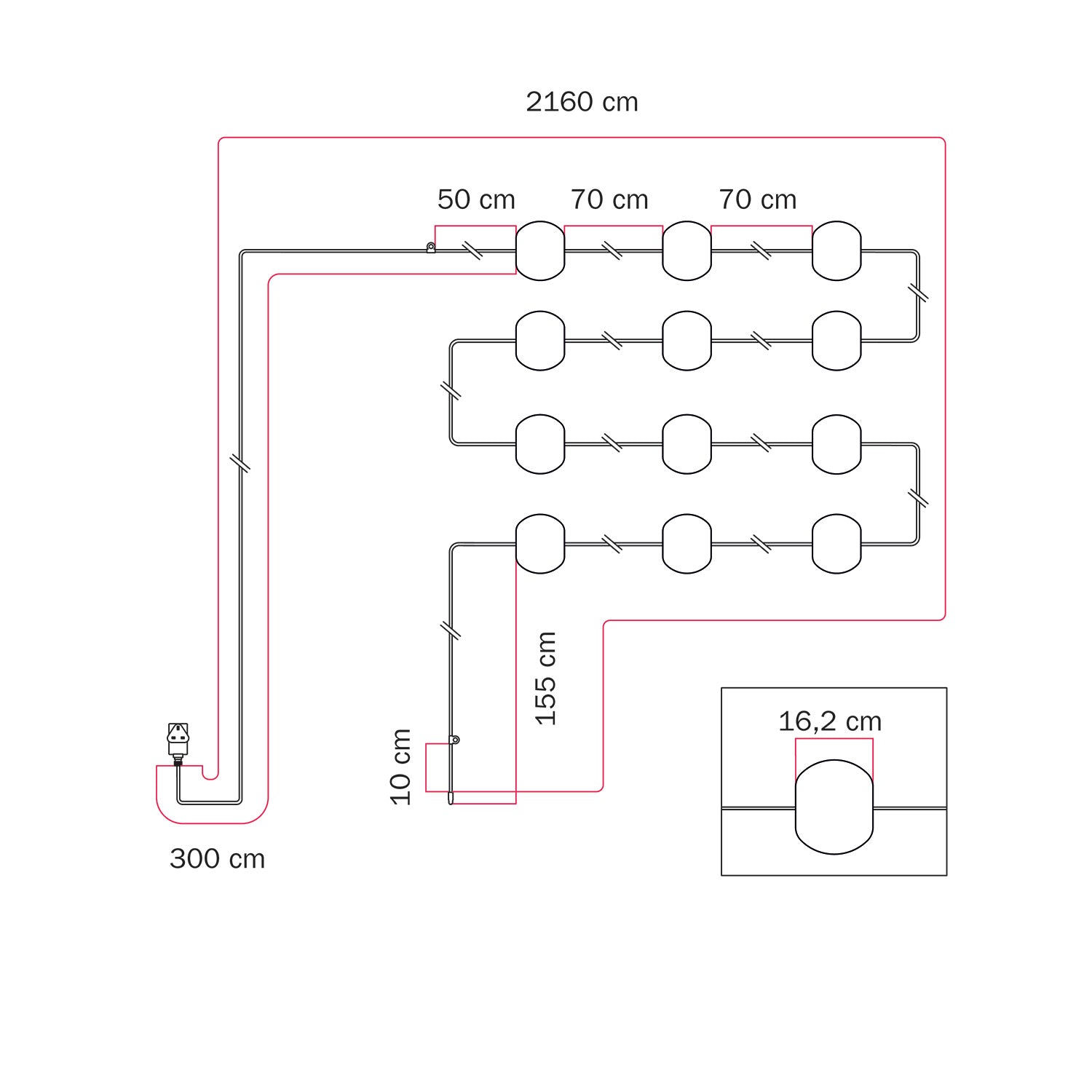 Catena luminosa 12 punti luce da esterno IP67 Bianco Sabbia con spina UK - Marina12 Cherry