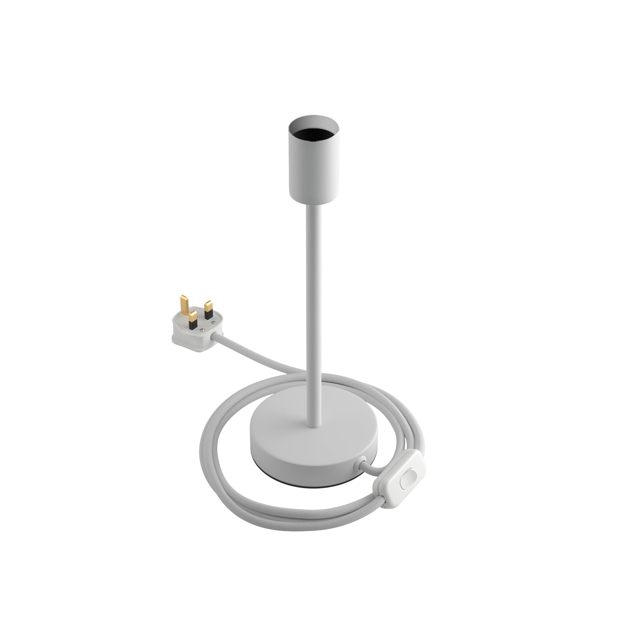 Alzaluce - Lampada da tavolo in metallo e spina UK - Bianco opaco 25 cm