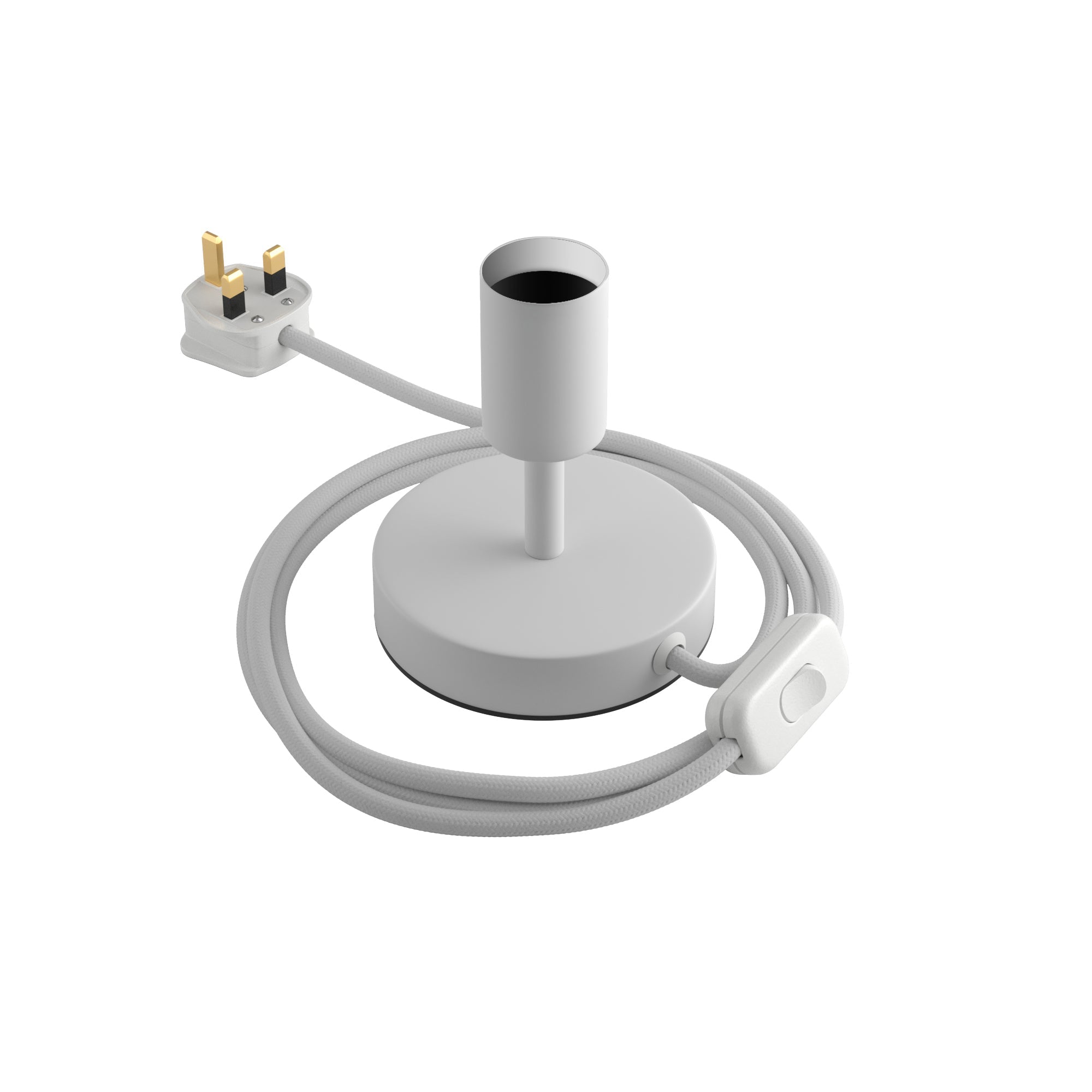 Alzaluce - Lampada da tavolo in metallo e spina UK - Bianco opaco 5 cm