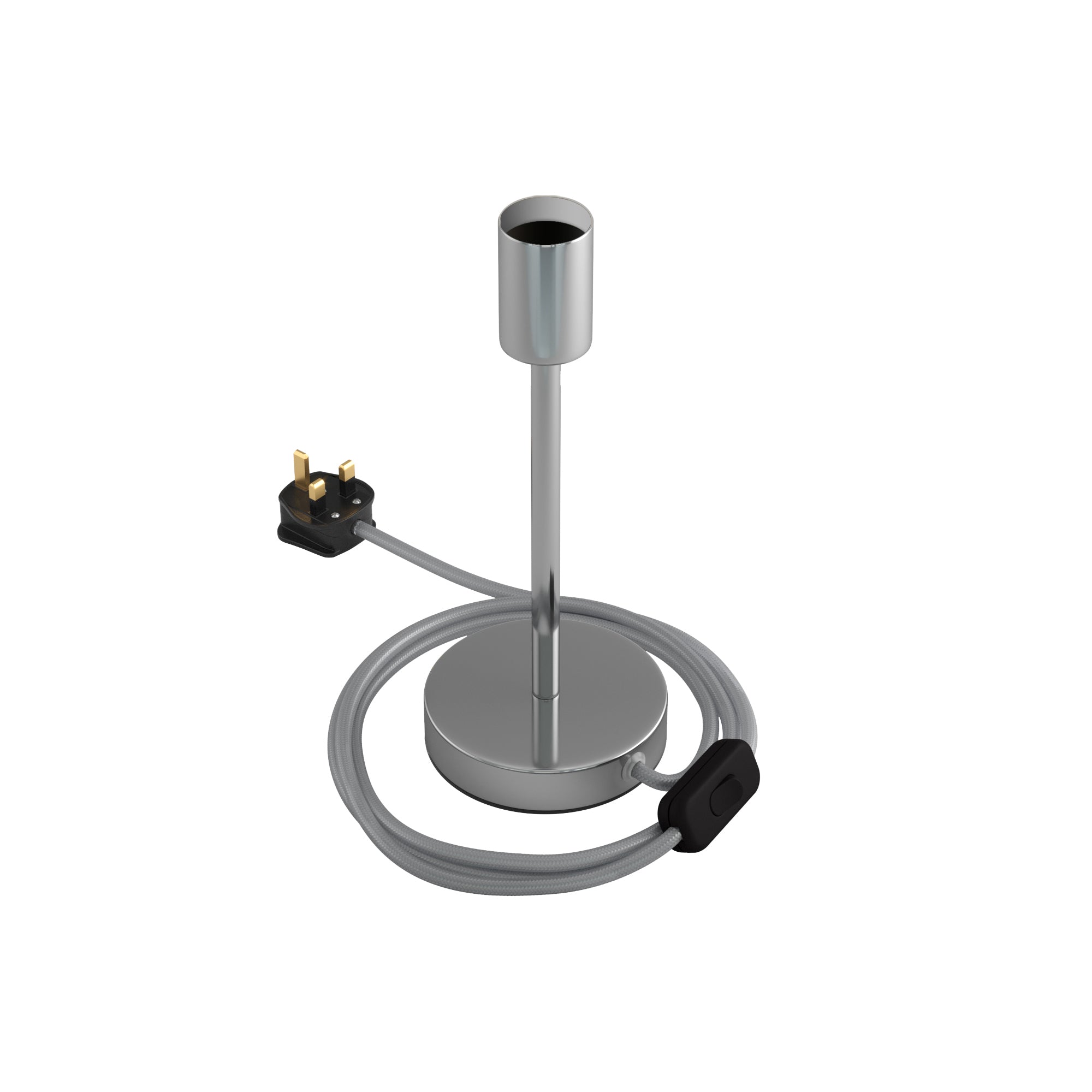 Alzaluce - Lampada da tavolo in metallo e spina UK - Cromo 20 cm