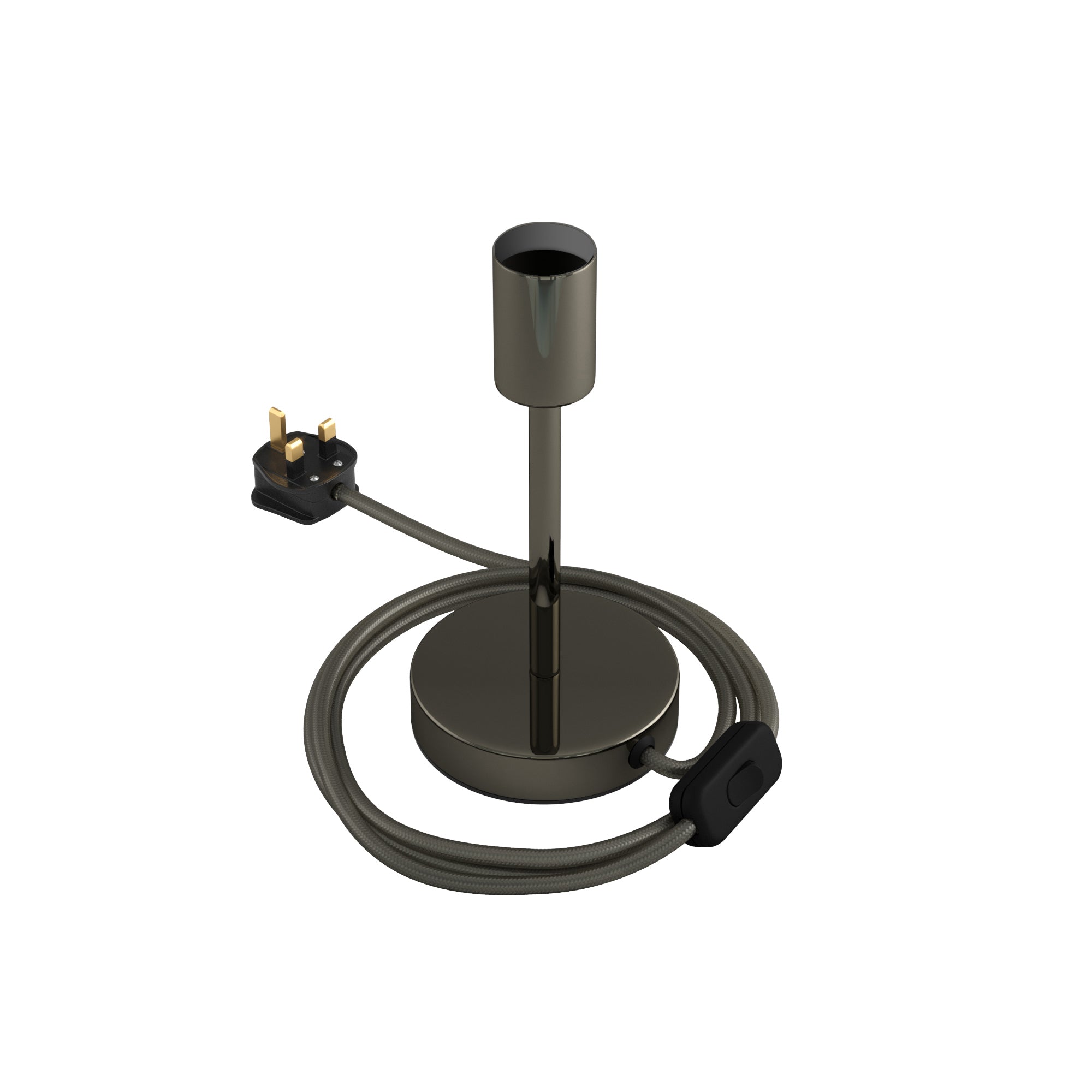 Alzaluce - Lampada da tavolo in metallo e spina UK - Nero perla 15 cm