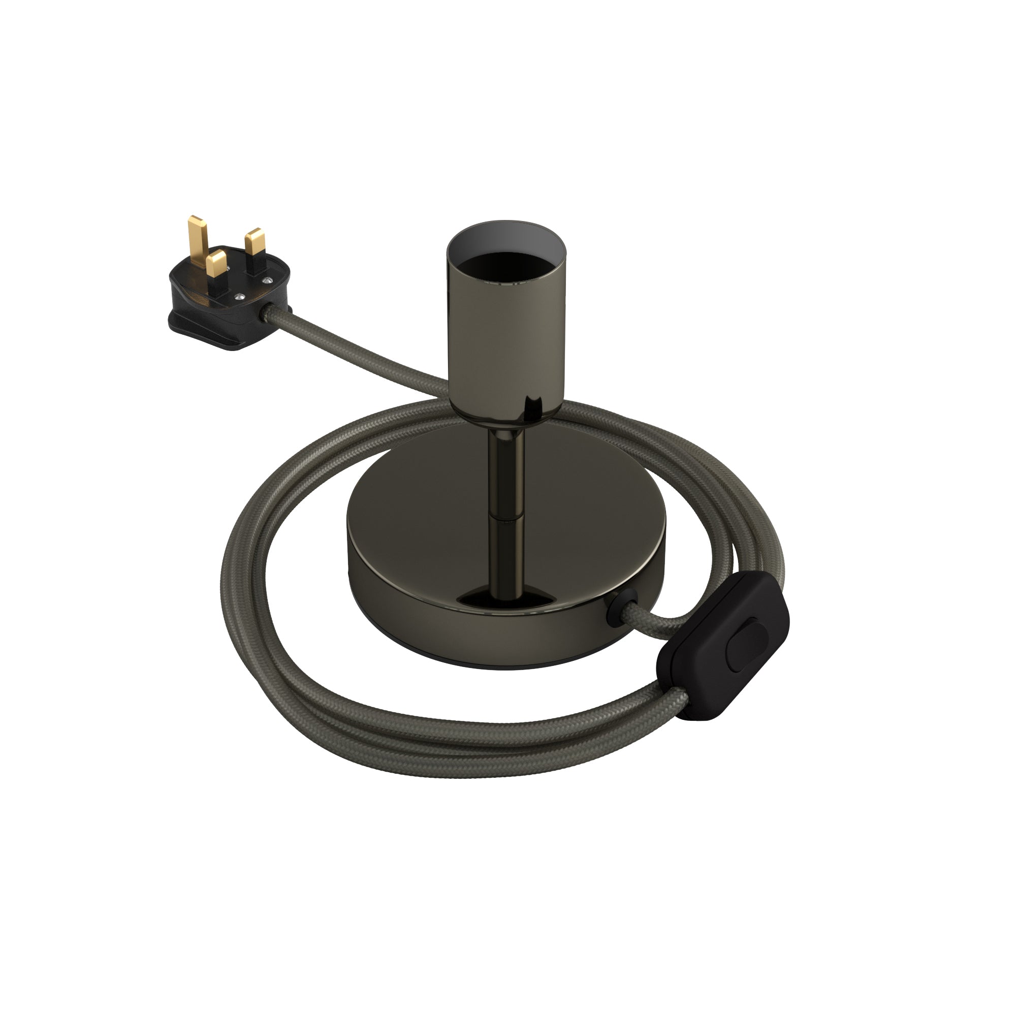 Alzaluce - Lampada da tavolo in metallo e spina UK - Nero perla 5 cm