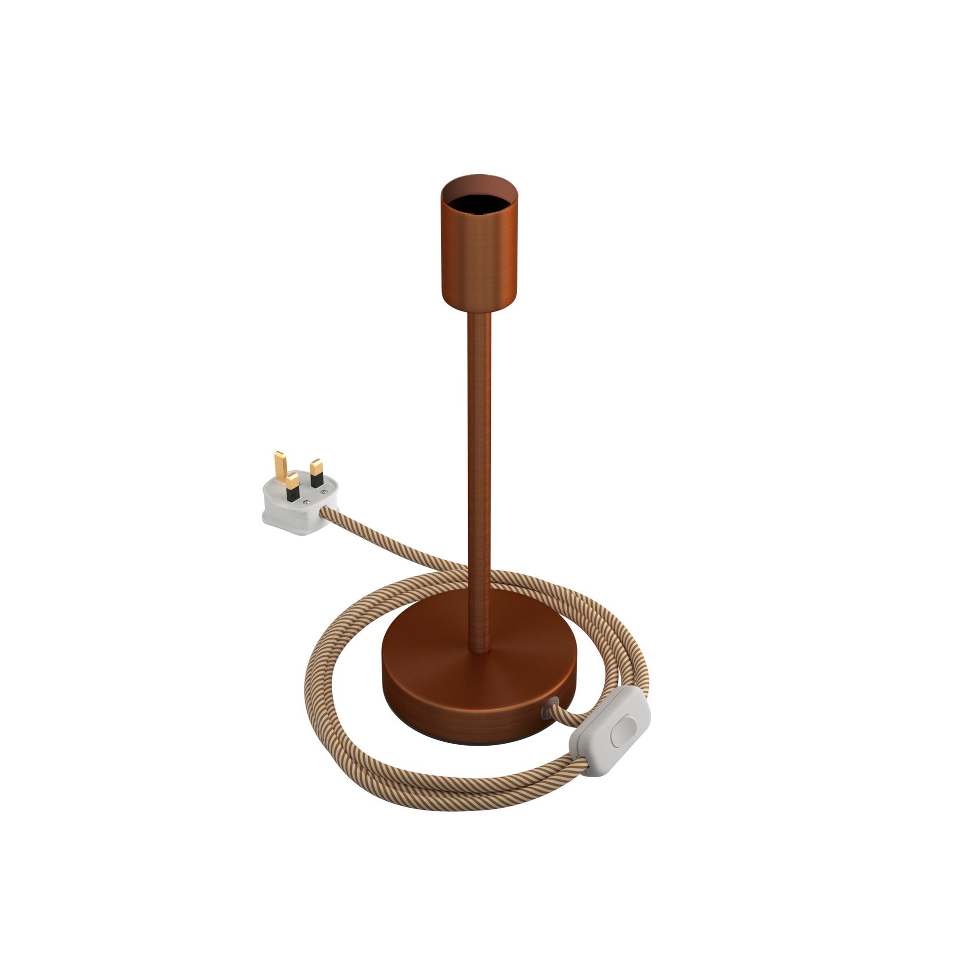 Alzaluce - Lampada da tavolo in metallo e spina UK - Rame satinato 25 cm