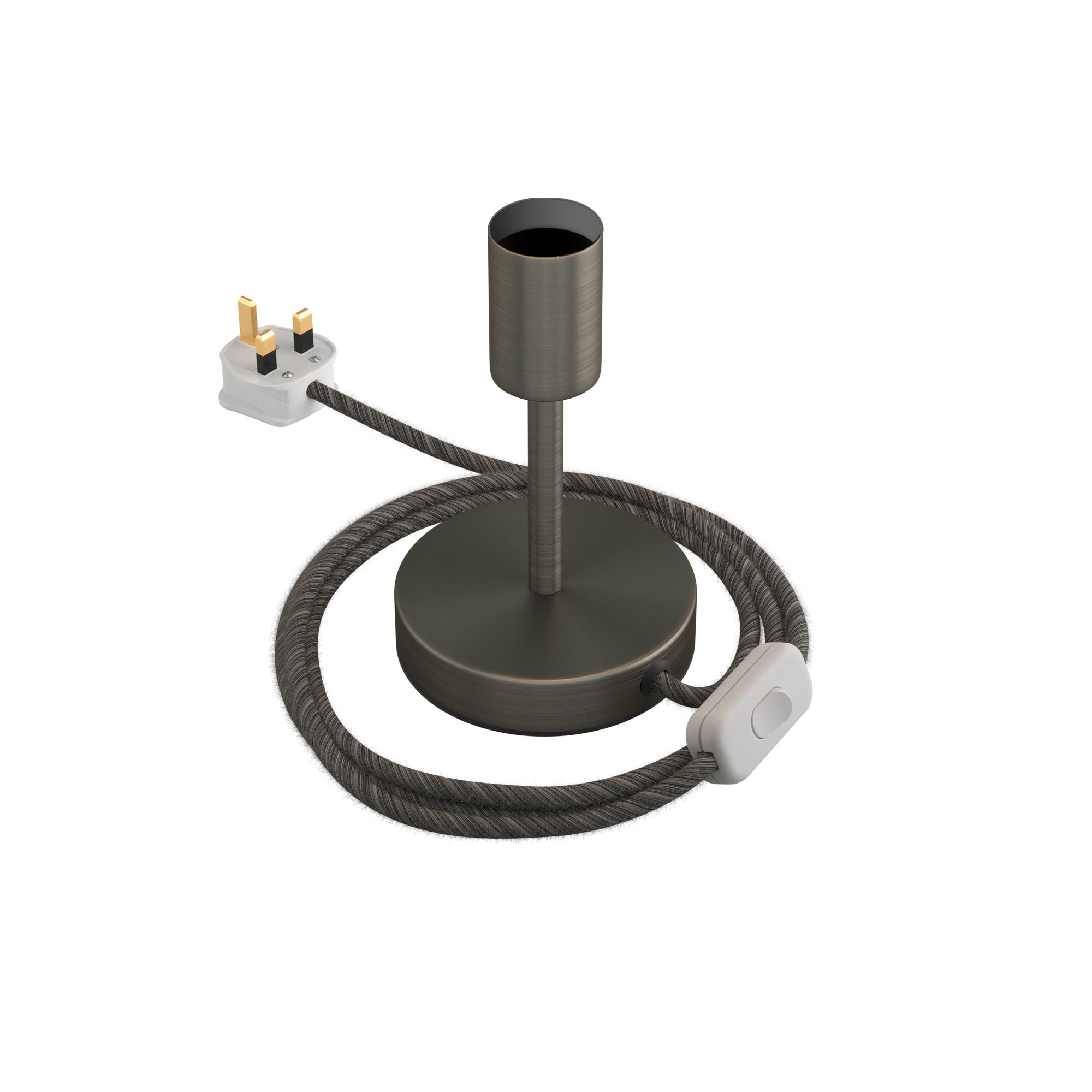 Alzaluce - Lampada da tavolo in metallo e spina UK - Titanio satinato 10 cm