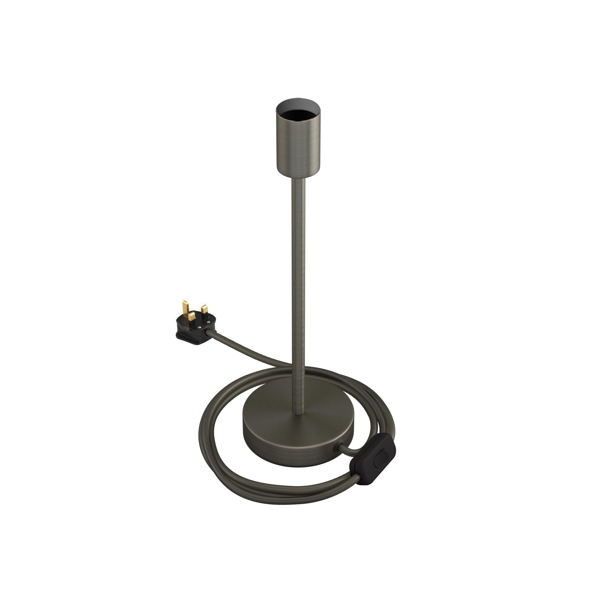 Alzaluce - Lampada da tavolo in metallo e spina UK - Titanio satinato 30 cm