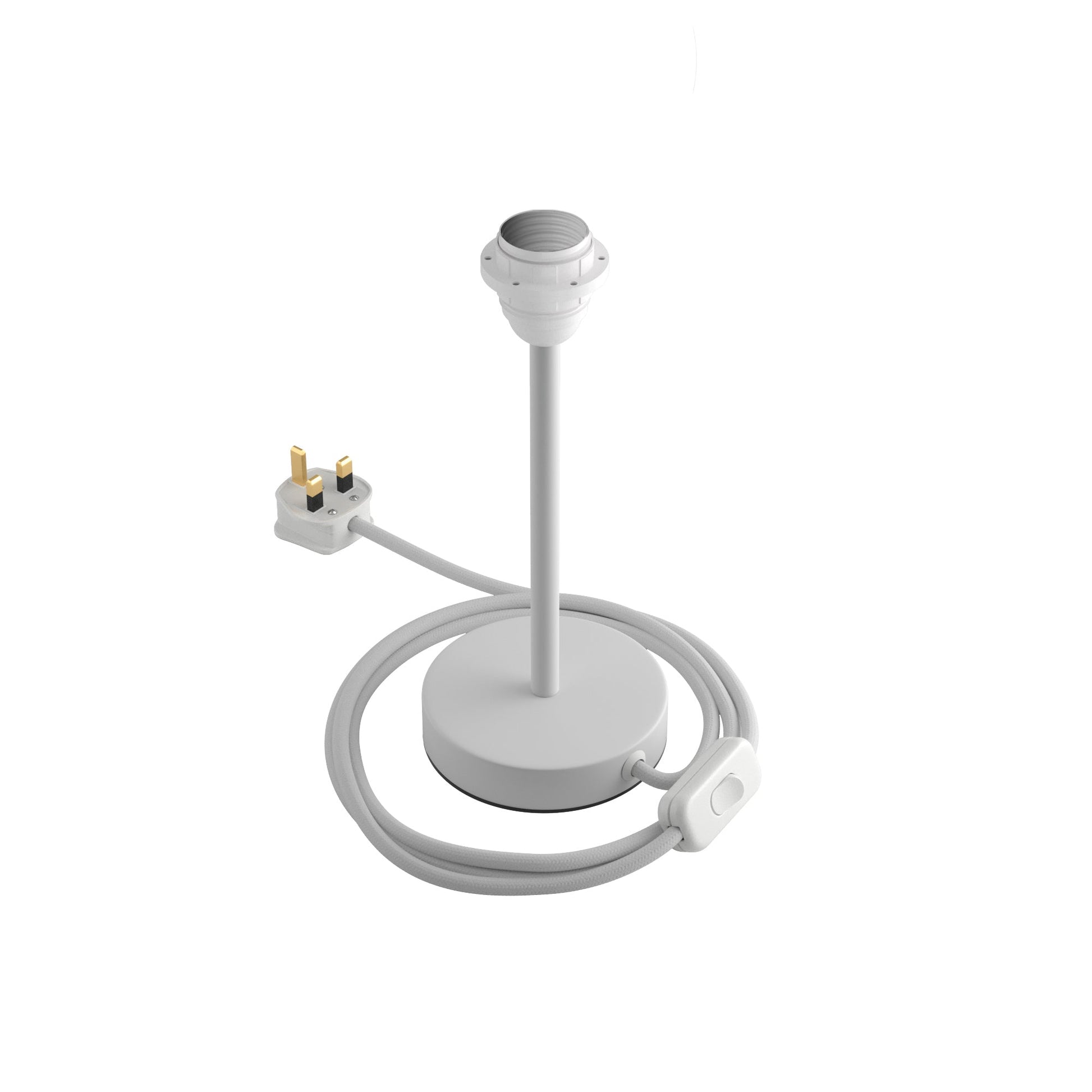 Alzaluce per paralume - Lampada da tavolo in metallo e spina UK - Bianco opaco 20 cm
