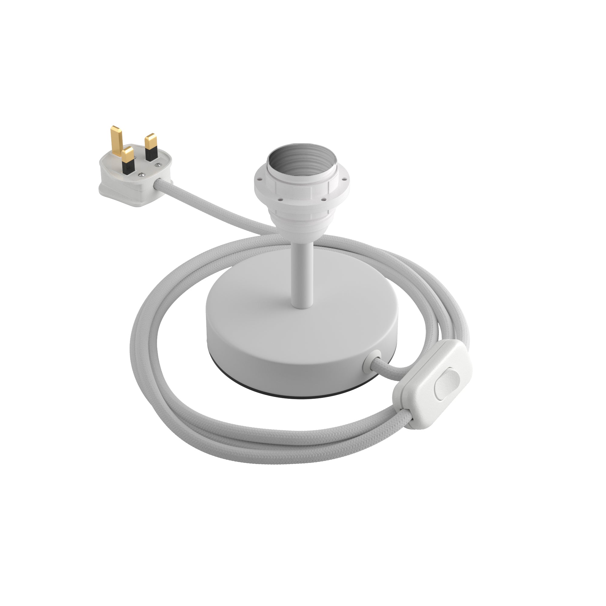 Alzaluce per paralume - Lampada da tavolo in metallo e spina UK - Bianco opaco 5 cm