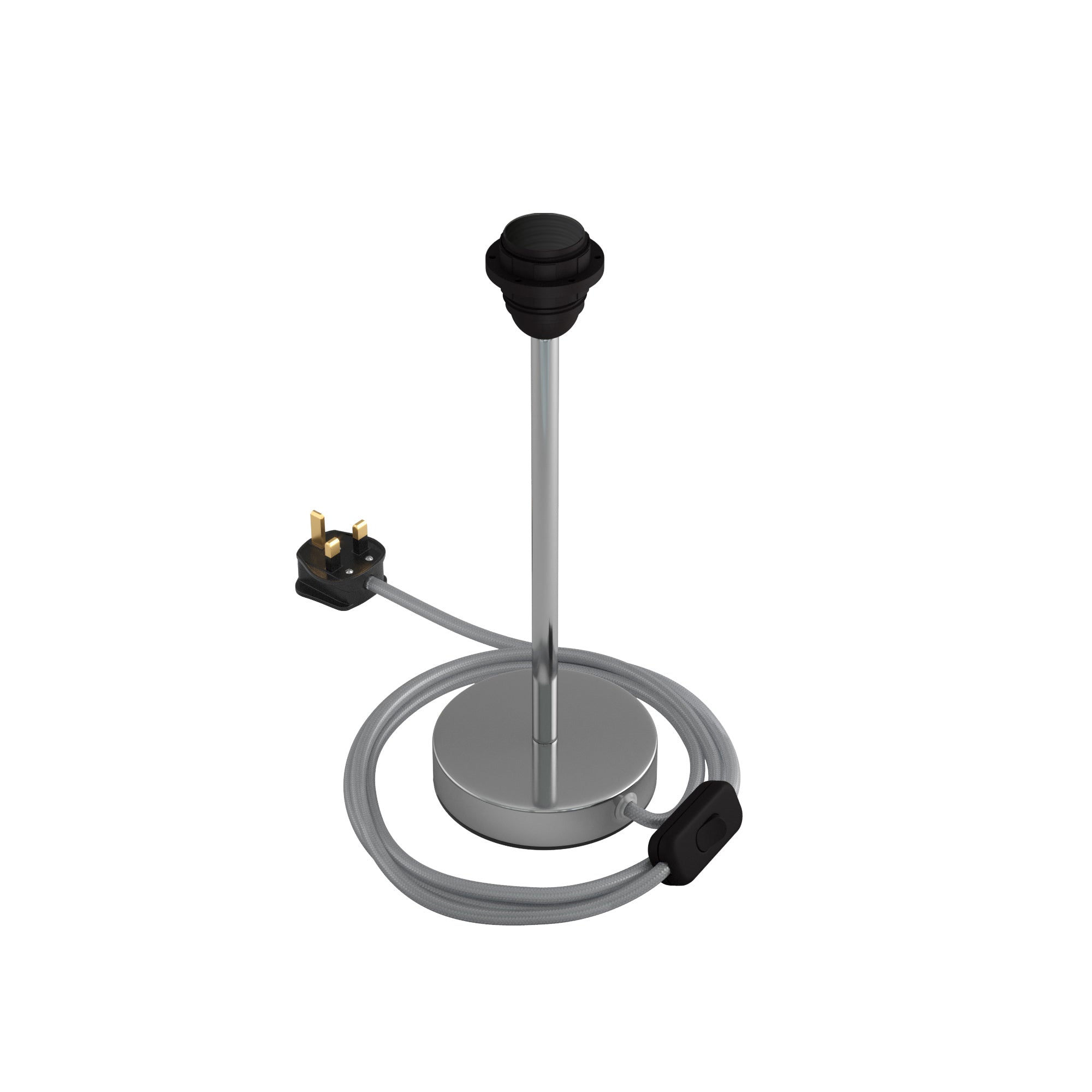 Alzaluce per paralume - Lampada da tavolo in metallo e spina UK - Cromo 25 cm