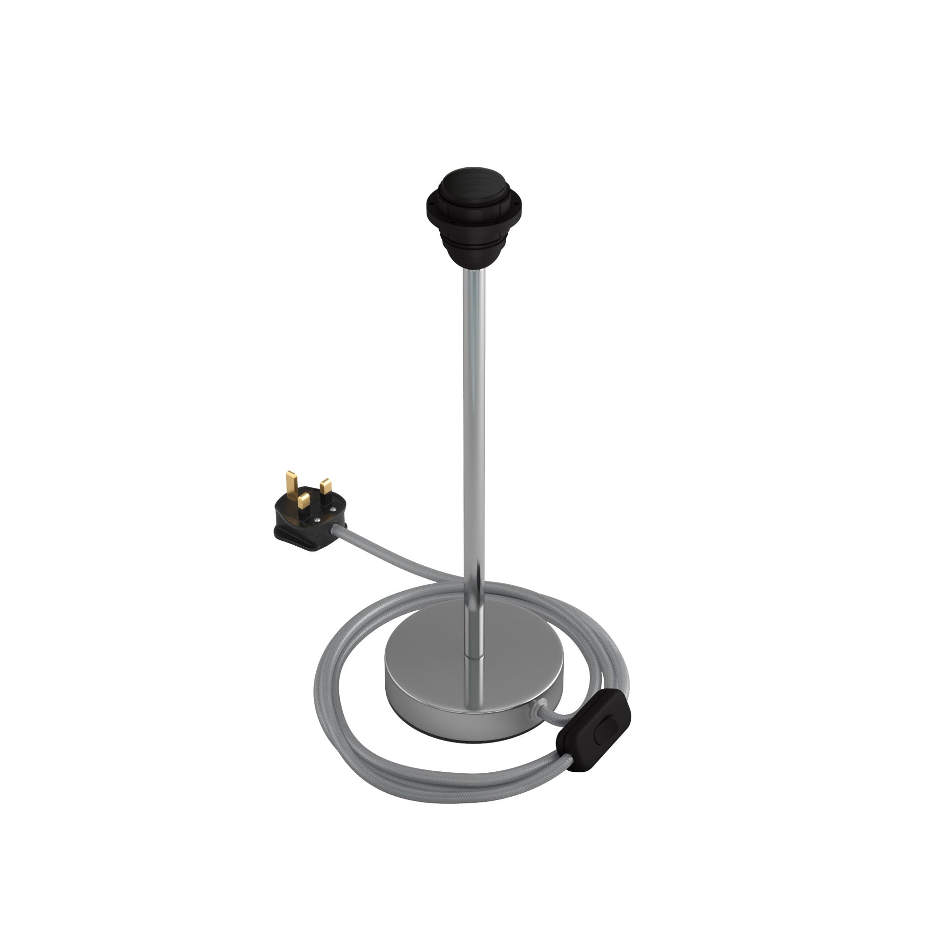 Alzaluce per paralume - Lampada da tavolo in metallo e spina UK - Cromo 30 cm