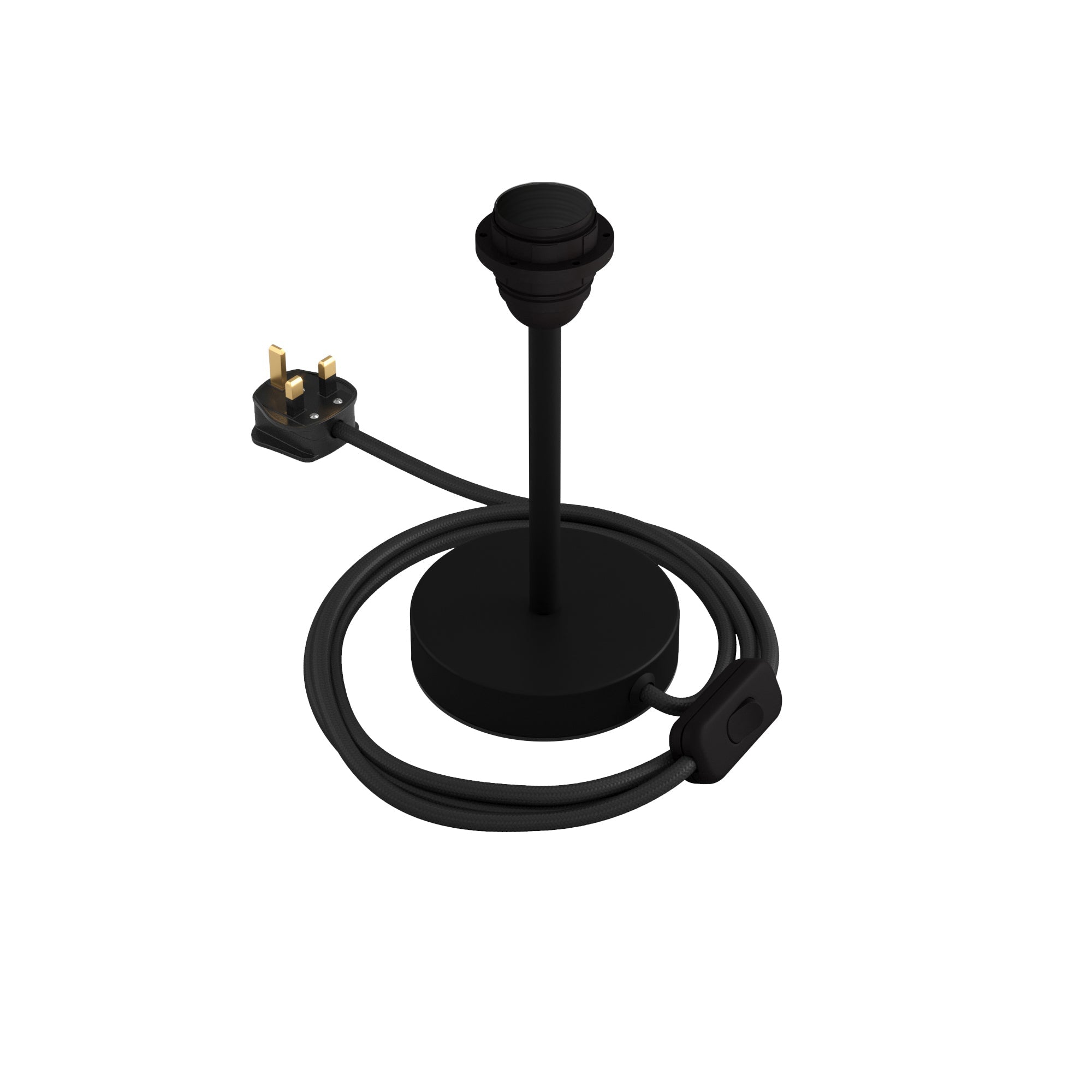 Alzaluce per paralume - Lampada da tavolo in metallo e spina UK - Nero opaco 15 cm