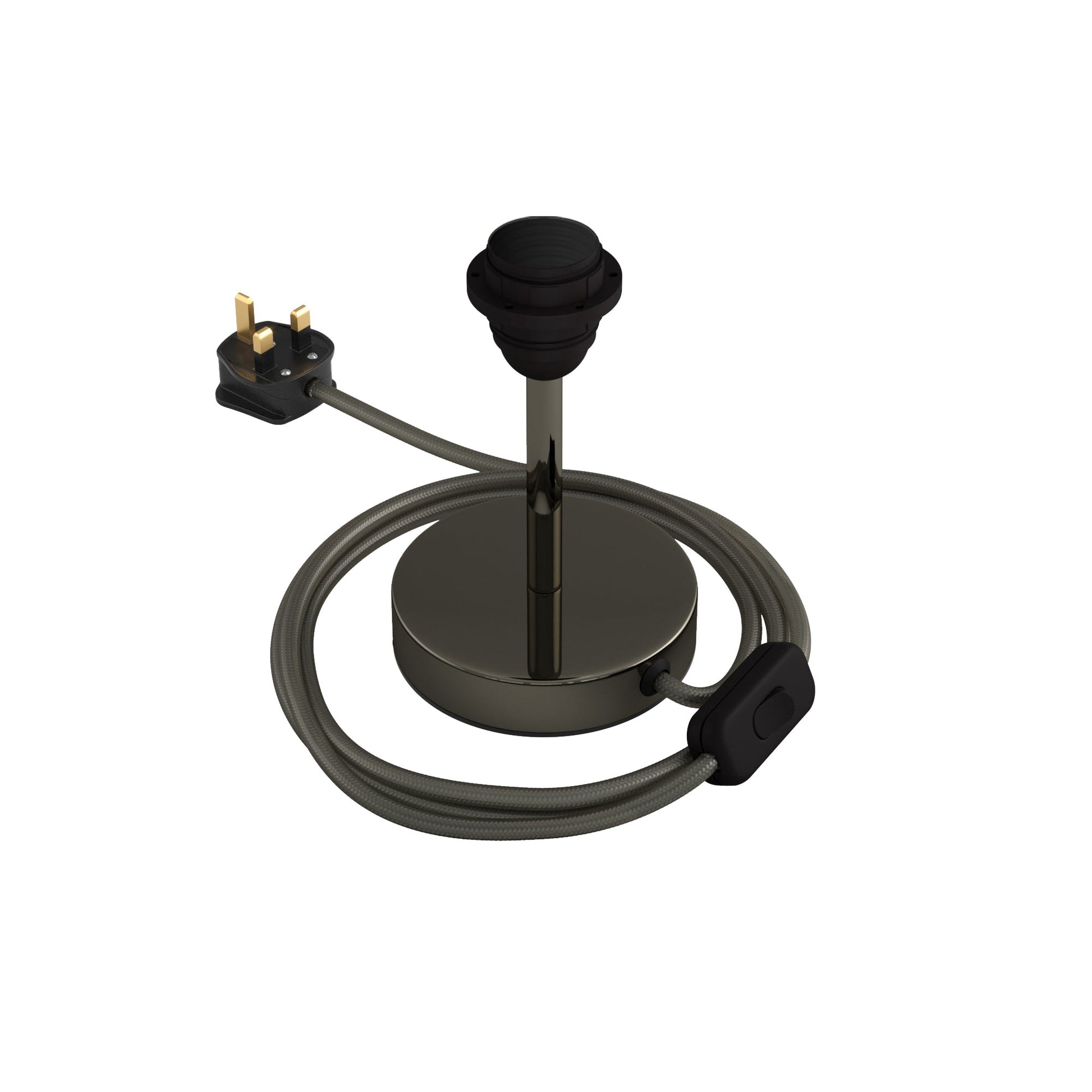 Alzaluce per paralume - Lampada da tavolo in metallo e spina UK - Nero perla 10 cm