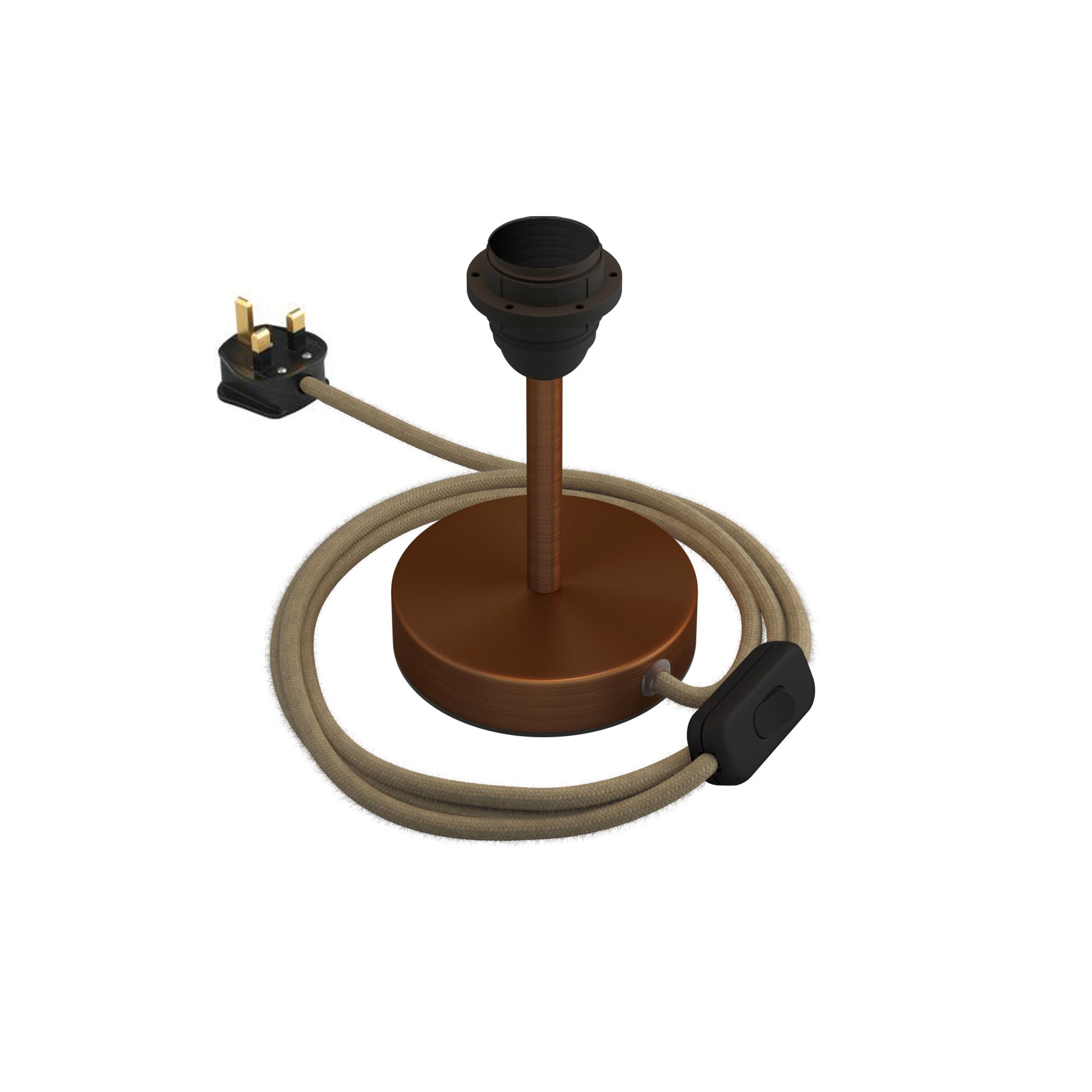 Alzaluce per paralume - Lampada da tavolo in metallo e spina UK - Rame satinato 10 cm