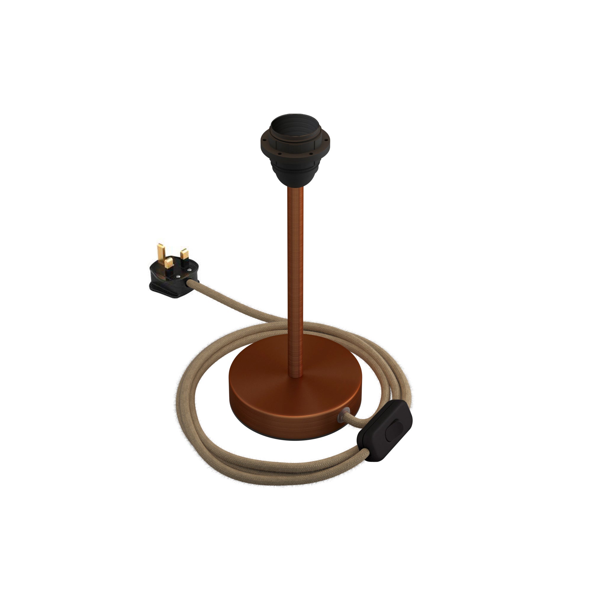 Alzaluce per paralume - Lampada da tavolo in metallo e spina UK - Rame satinato 20 cm