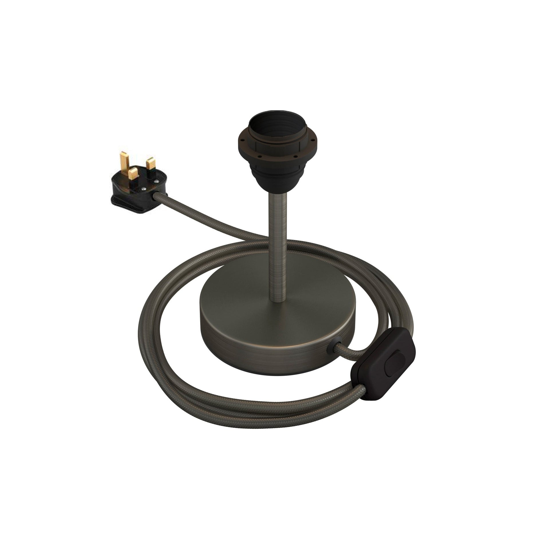 Alzaluce per paralume - Lampada da tavolo in metallo e spina UK - Titanio satinato 10 cm