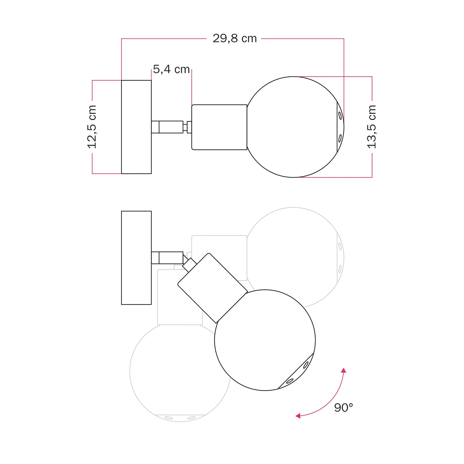 Applique da esterno Modulair IP65 con snodo regolabile e paralume a sfera infrangibile Unbreak-a-Ball - Bianco - Creative Cables