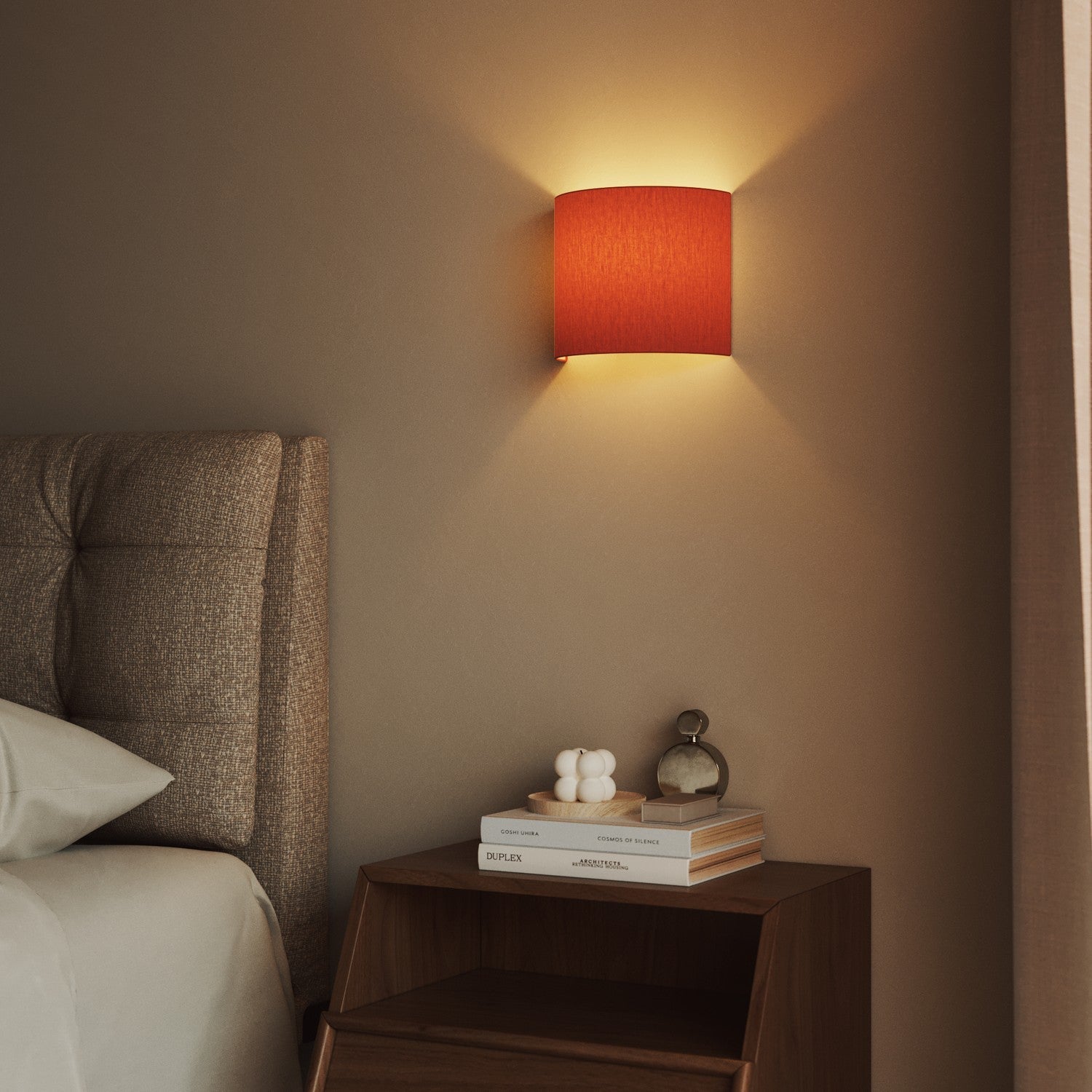 Applique Ventola con paralume in tessuto Cinette aragosta - Made in Italy