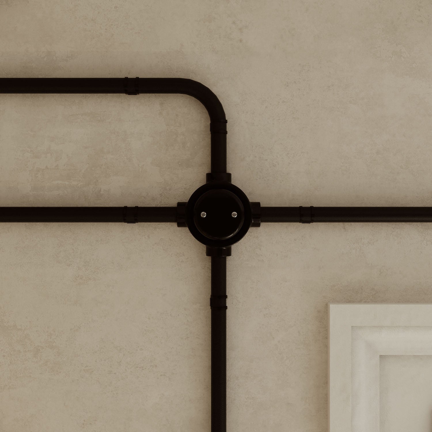 Base in porcellana nera per presa elettrica e interruttore/deviatore compatibile con Creative-Tubes - da 1 a 4 uscite 4