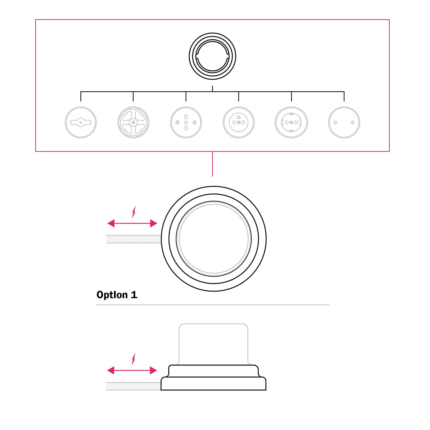 Base in porcellana per presa elettrica e per interruttore/deviatore - Bianco