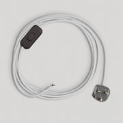 Cablaggio per lampada con cavo bianco in cotone 1,80 m e spina UK