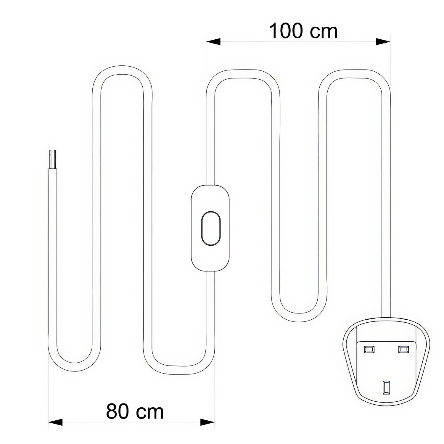 Cablaggio per lampada con cavo bianco in cotone 1,80 m e spina UK