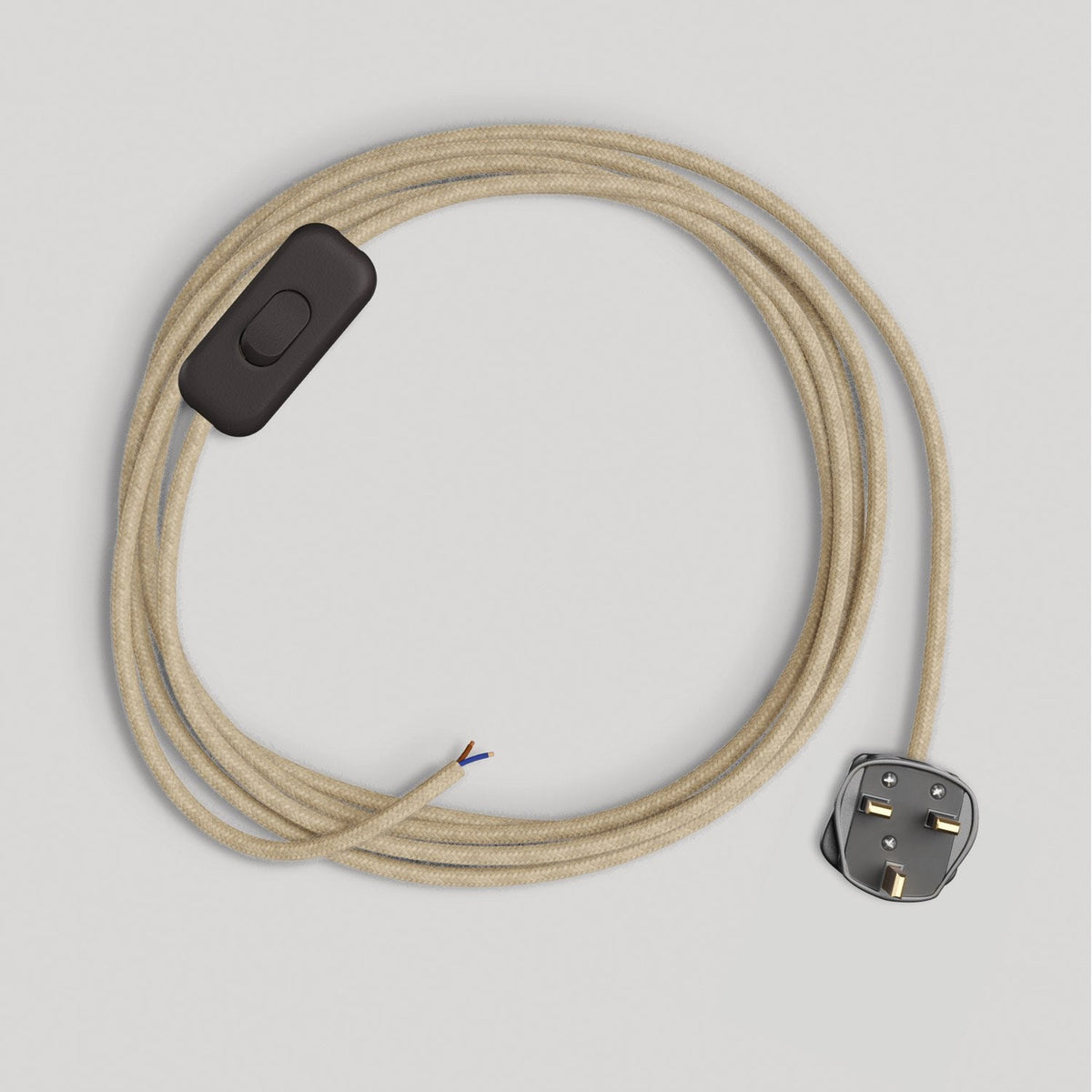 Wiring for lamp with 1.80 m natural jute neutral cable and UK plug ...