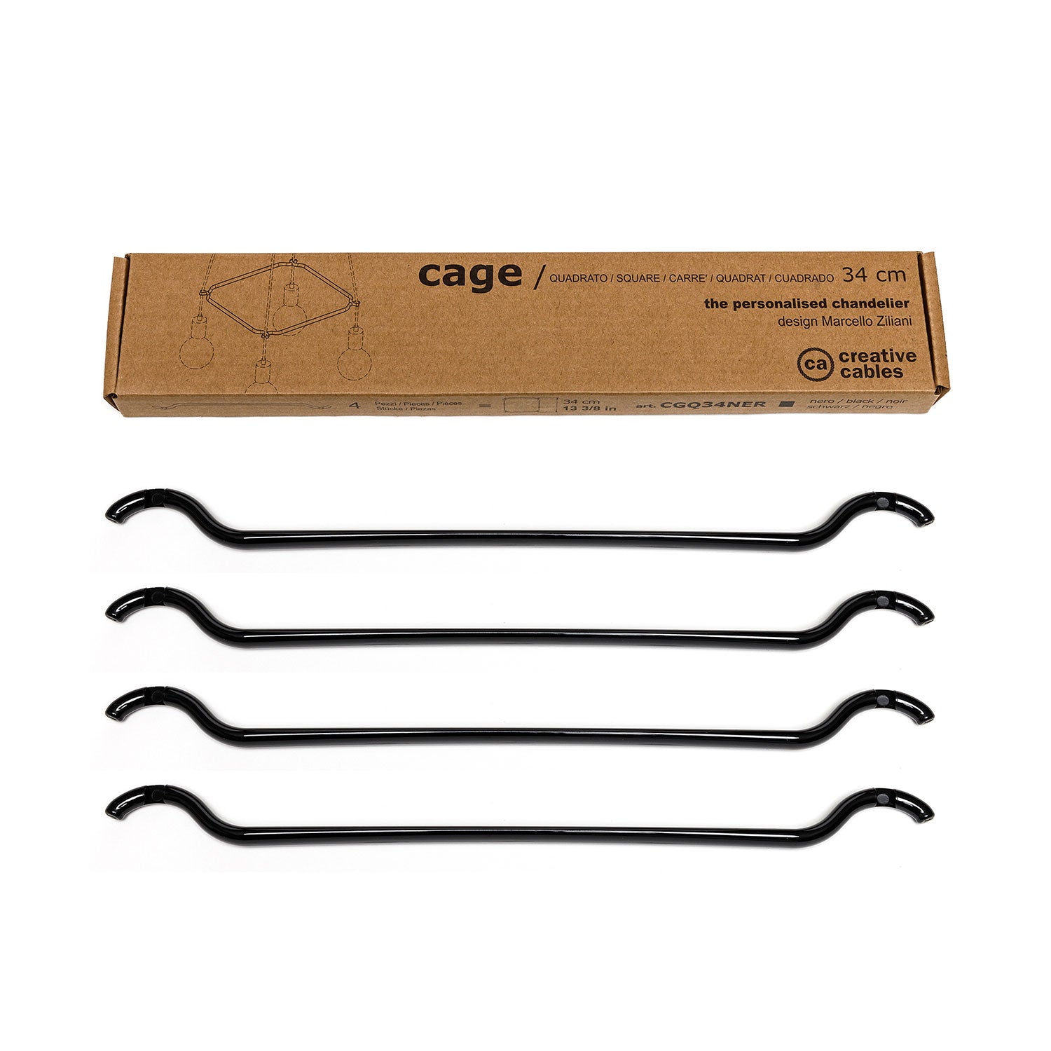 Cage Quadrato - Struttura per lampadari - Nero S - L 34 cm