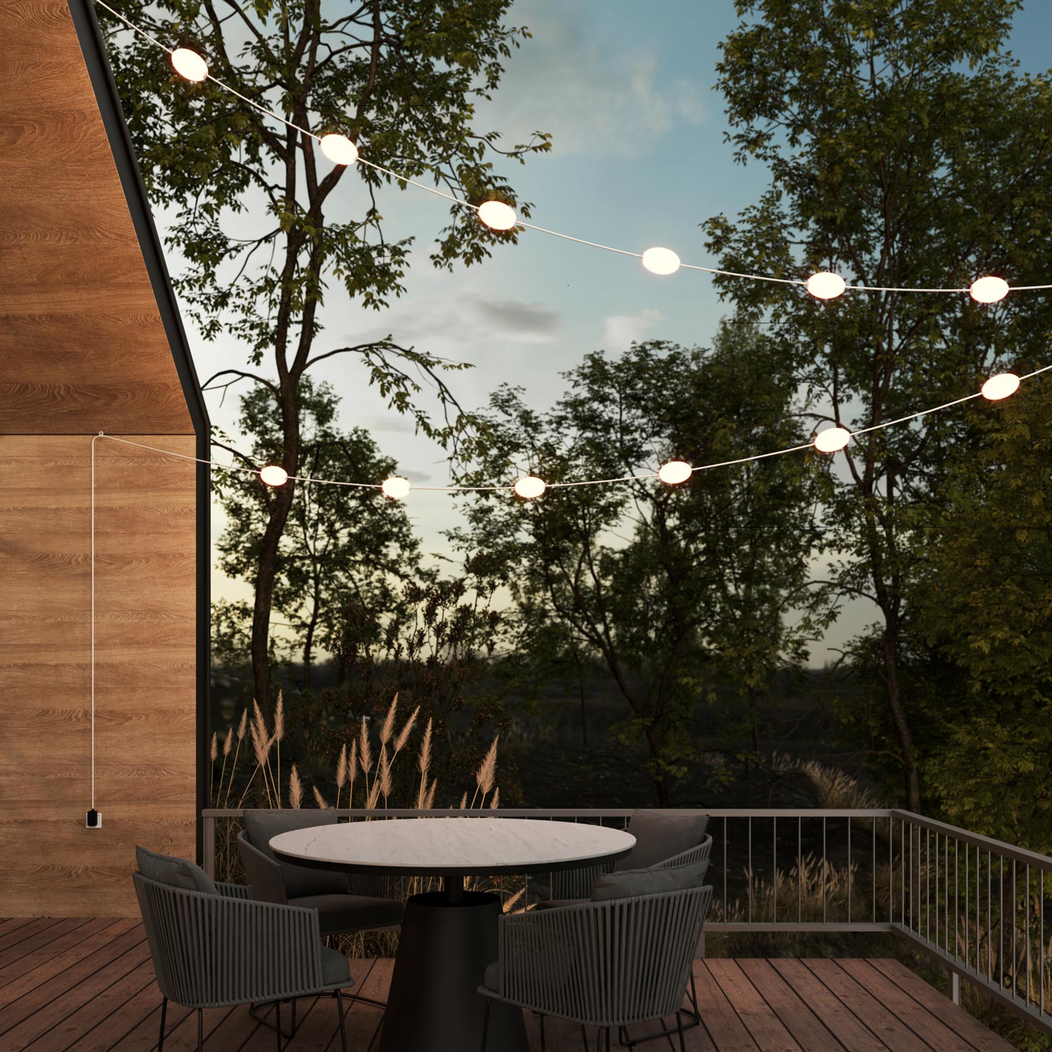 Catena luminosa 12 punti luce da esterno IP67 Bianco sabbia con spina UK - Marina12