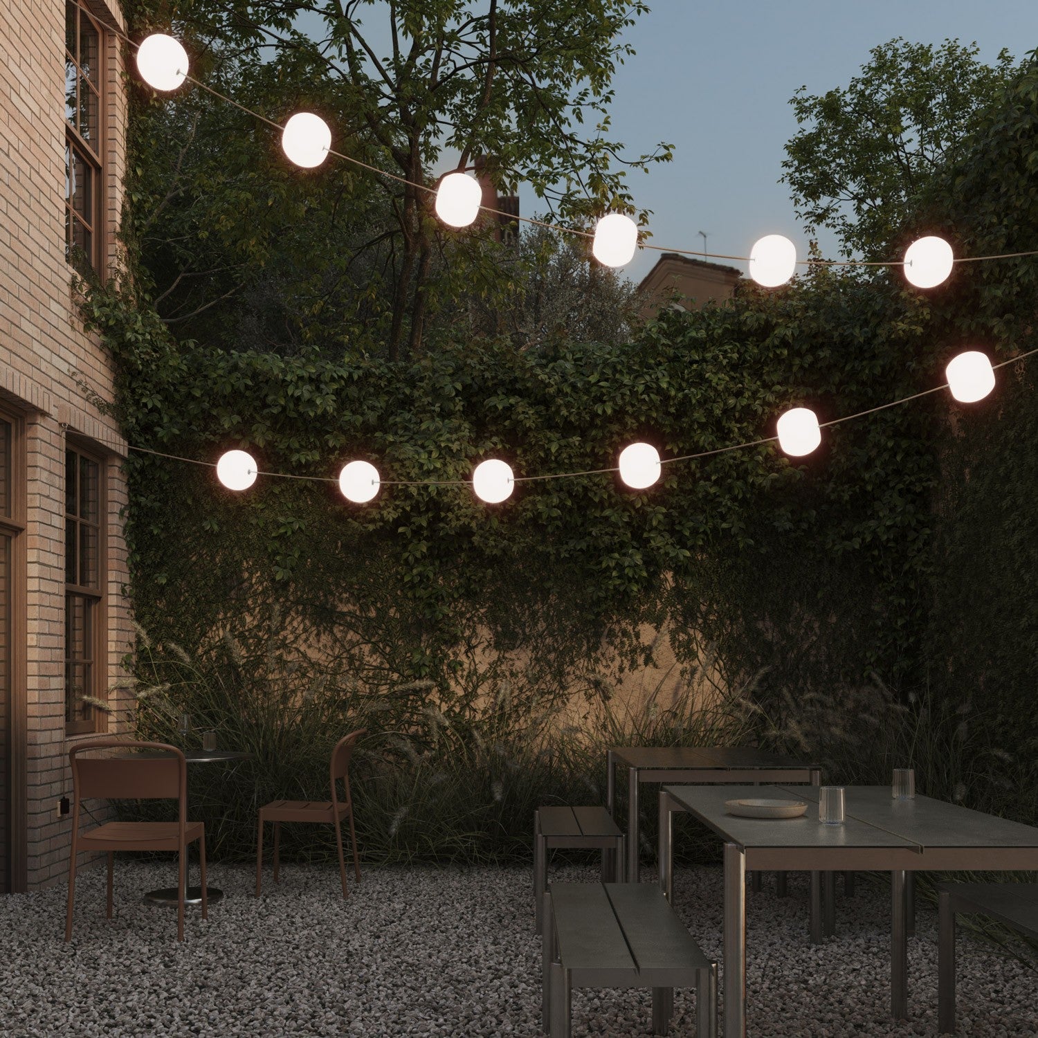 Catena luminosa 12 punti luce da esterno IP67 Desert Brown con spina UK - Marina12 Cherry