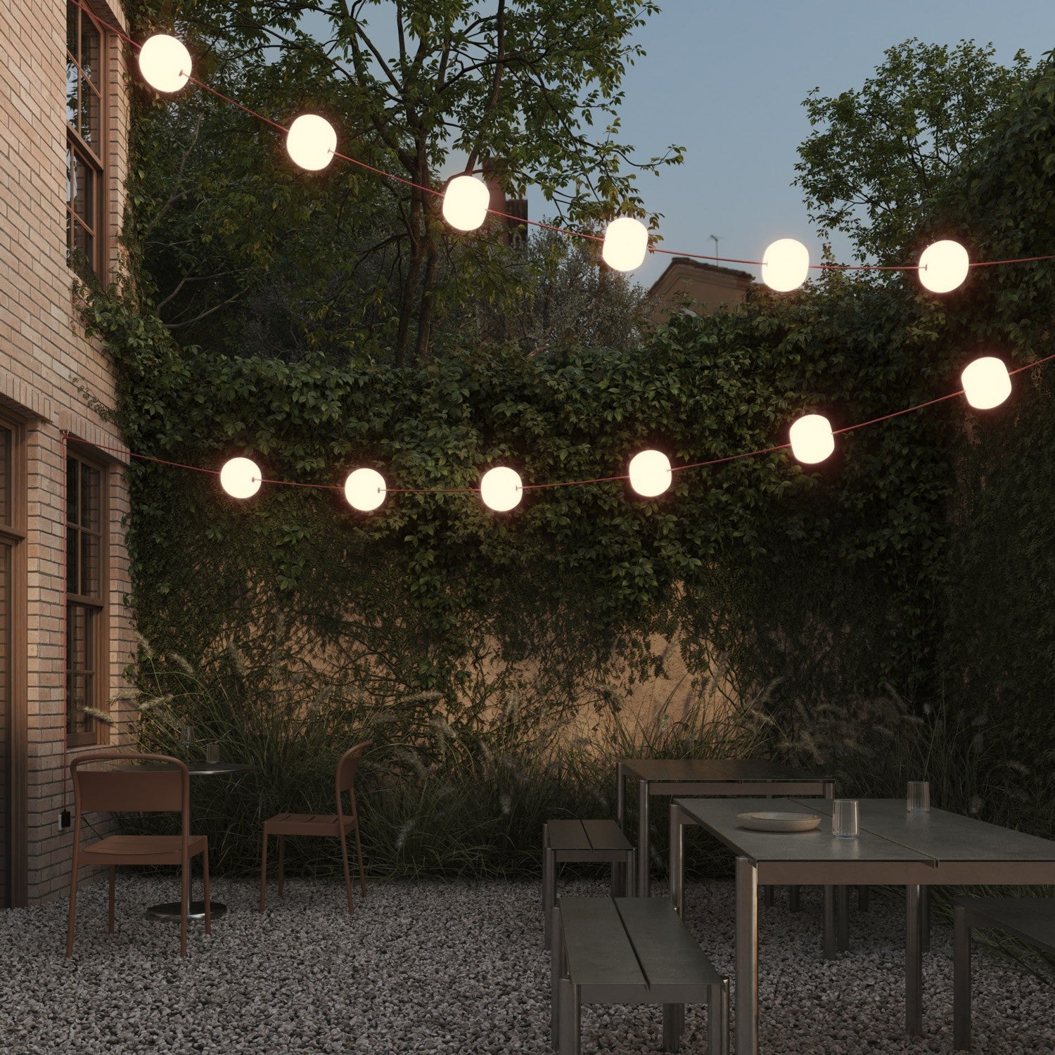 Catena luminosa 12 punti luce da esterno IP67 Rosso Stella Marina con spina UK - Marina12 Cherry