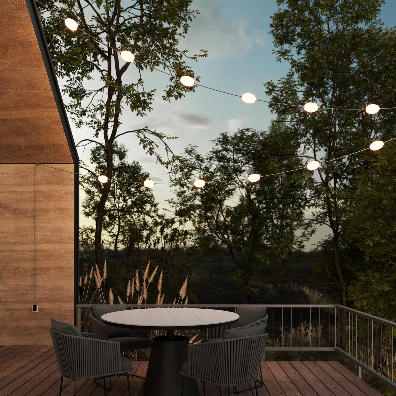 Catena luminosa 12 punti luce da esterno IP67 Verde oliva con spina UK - Marina12 - Creative Cables