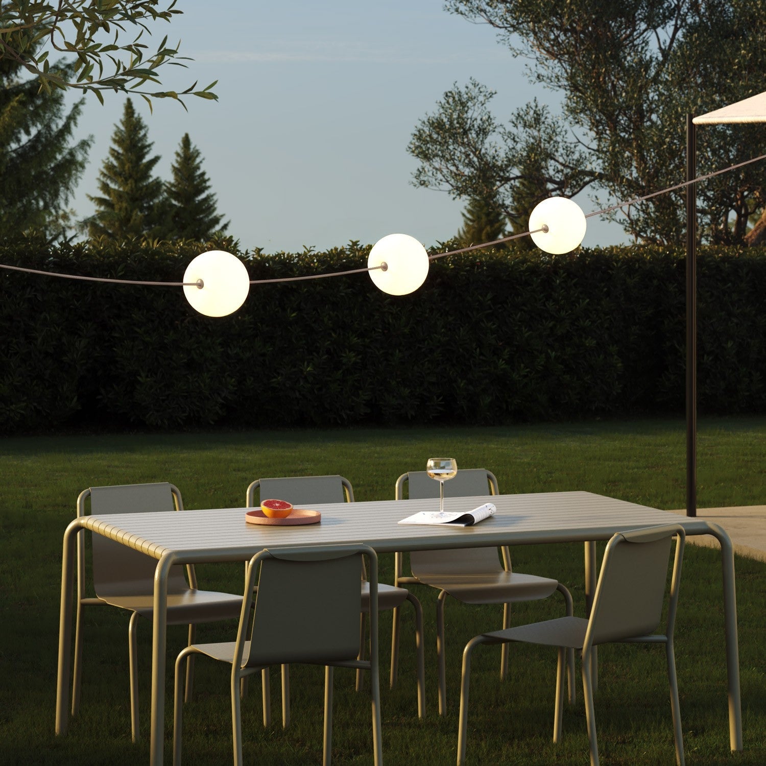 Catena luminosa 3 punti luce da esterno IP67 Desert Brown con spina UK - Marina3 Cherry