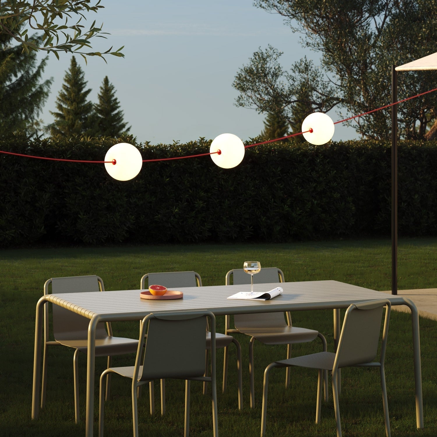 Catena luminosa 3 punti luce da esterno IP67 Rosso Stella Marina con spina UK - Marina3 Cherry