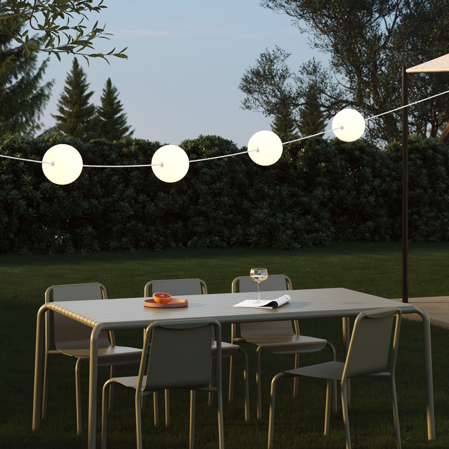 Catena luminosa 4 punti luce da esterno IP67 Bianco Sabbia con spina UK - Marina4 Cherry 70 cm