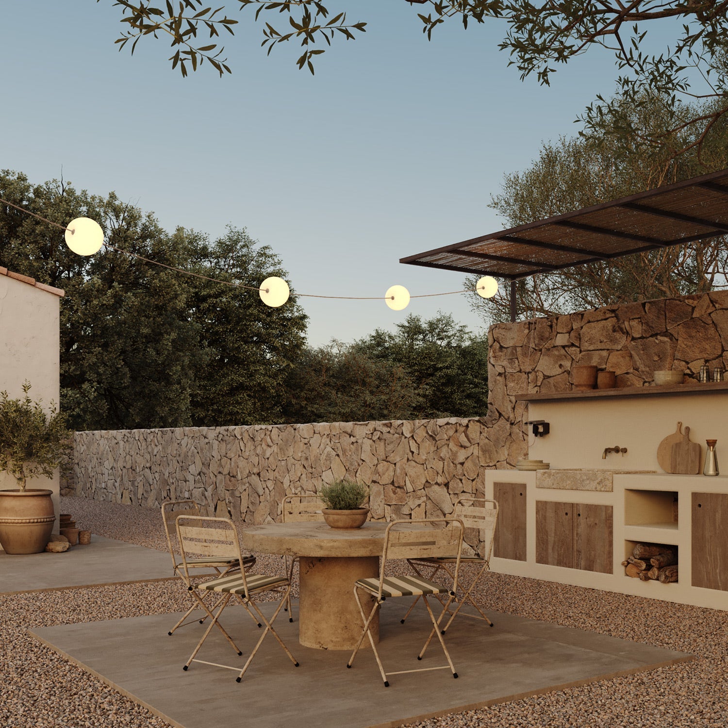 Catena luminosa 4 punti luce da esterno IP67 Desert Brown con spina UK - Marina4 Cherry 140 cm