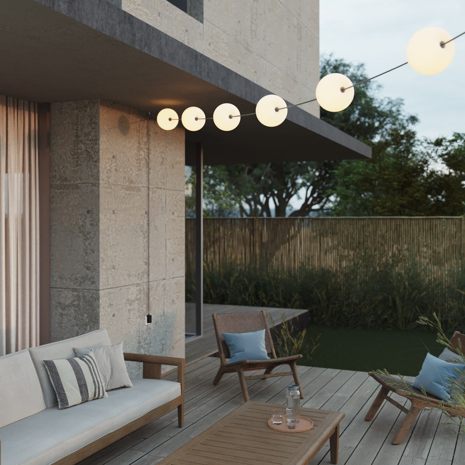 Catena luminosa 6 punti luce da esterno IP67 Grigio con spina UK - Marina6 Cherry 70 cm