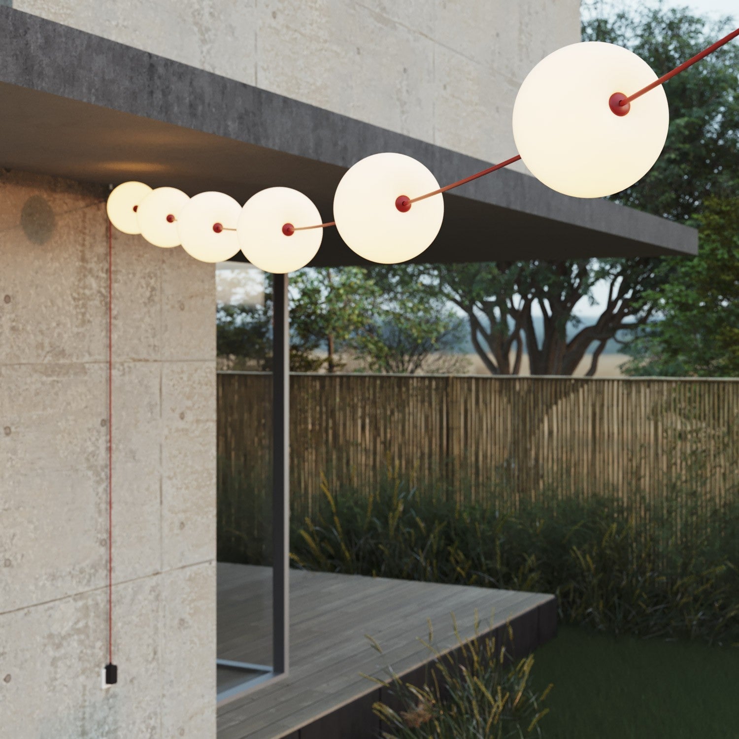 Catena luminosa 6 punti luce da esterno IP67 Rosso Stella Marina con spina UK - Marina6 Cherry 70 cm
