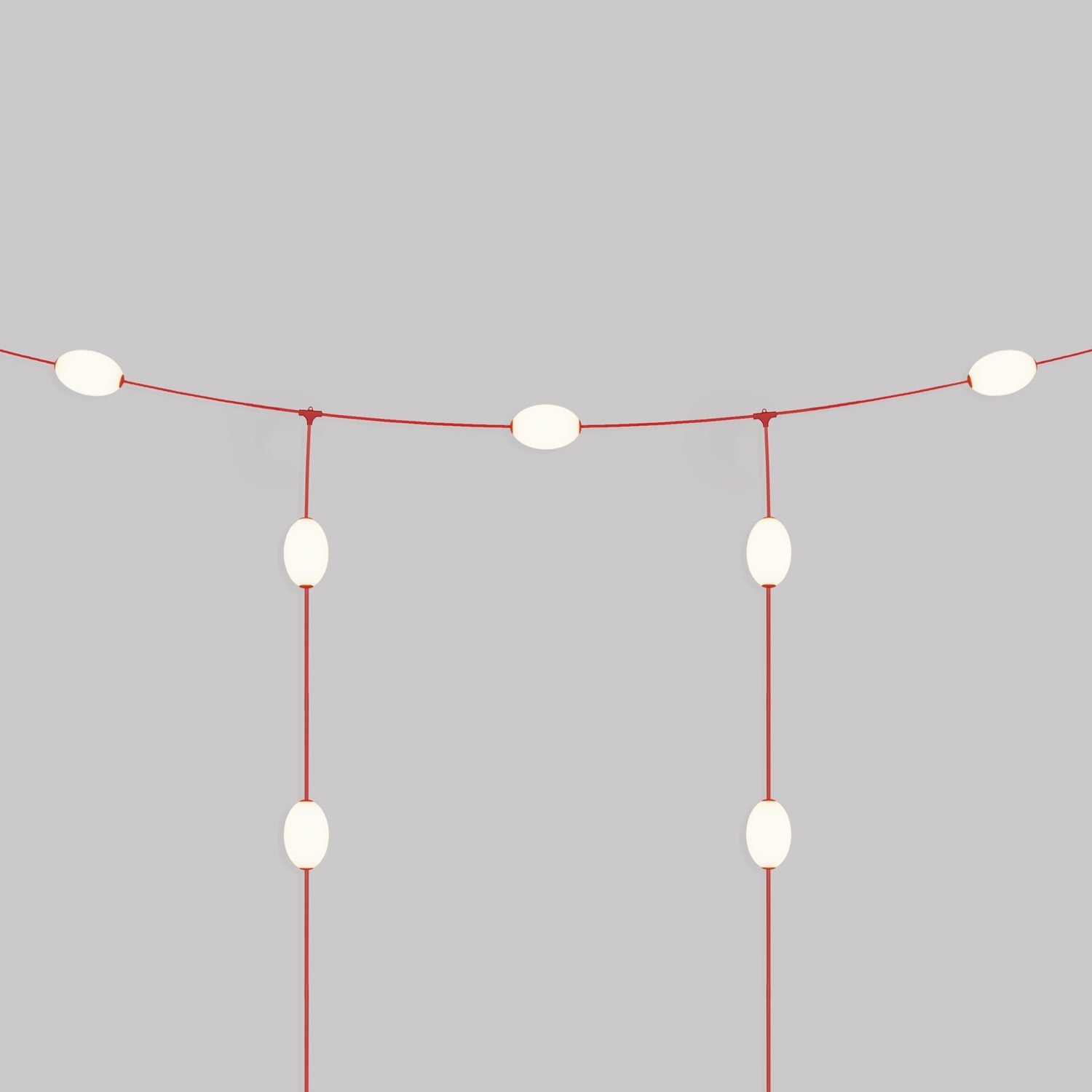 Catena luminosa reticolare 7 punti luce da esterno IP67 Rosso stella marina con spina UK - Marina GRID - Creative Cables