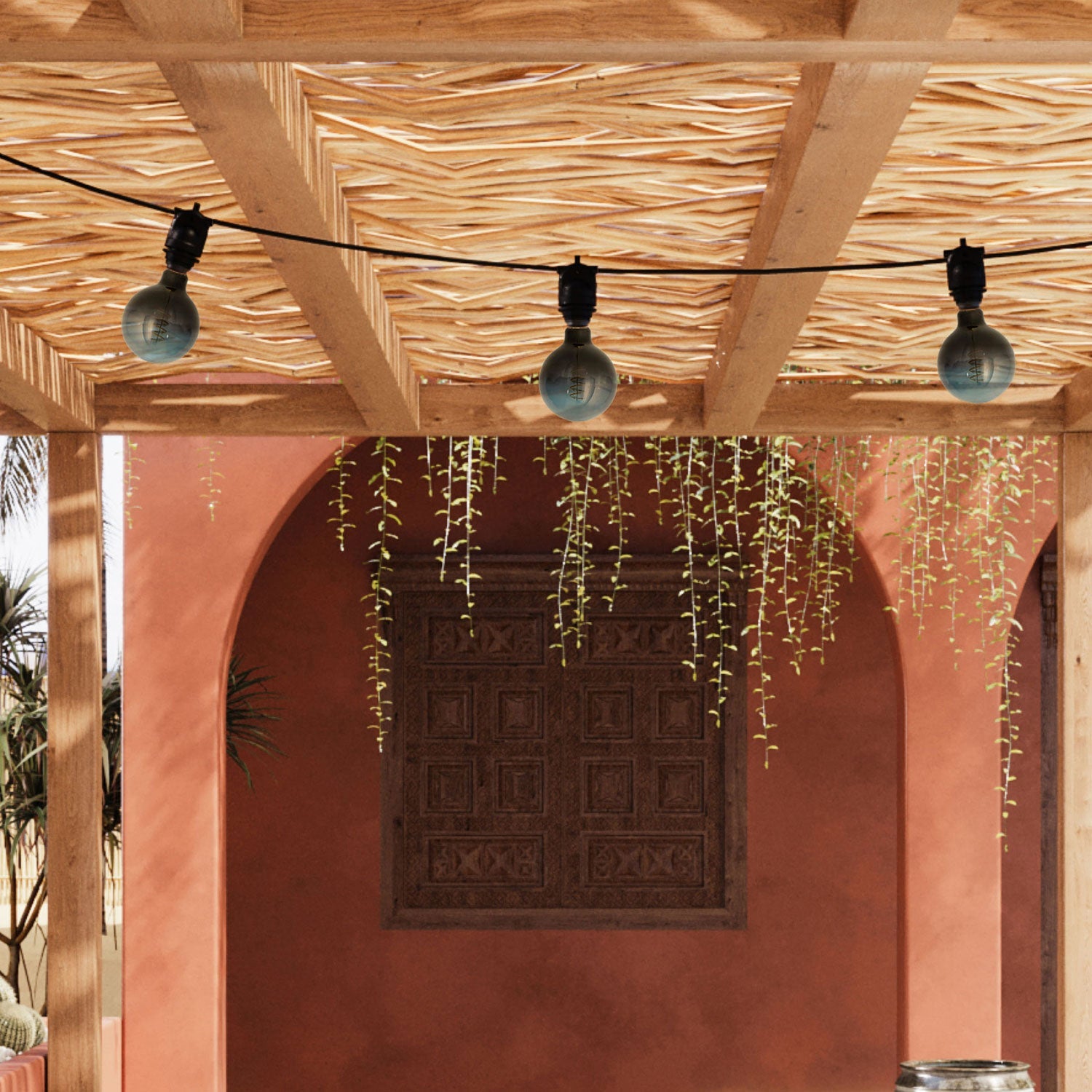 Catenaria Modulair da esterno IP65 portatile con 3 luci e spina UK - Nero