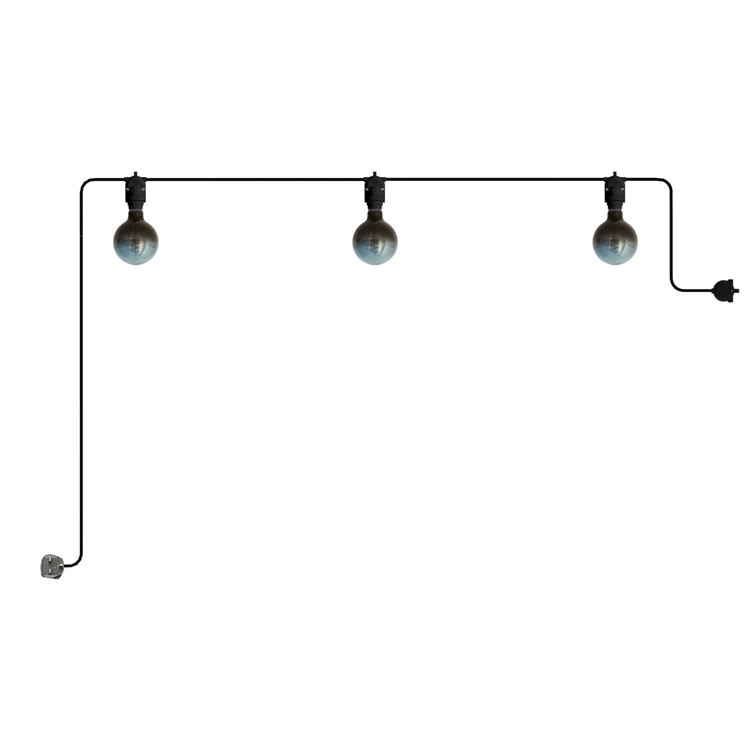 Catenaria Modulair da esterno IP65 portatile con 3 luci e spina UK - Nero