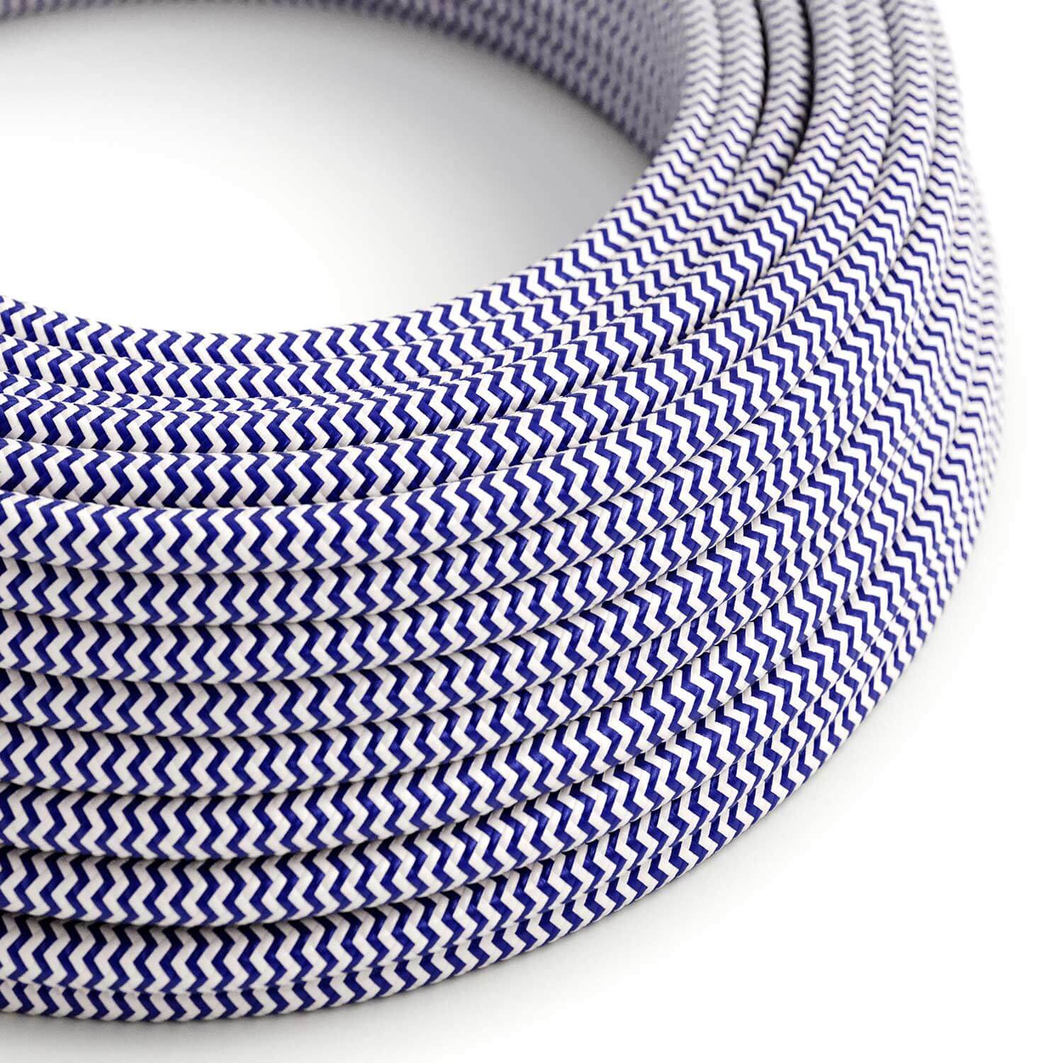 Cavo colorato per illuminazione Classic Blue e Bianco Ottico ZigZag - L'Originale Creative Cables, per lampade fai da te - RZ12 - Creative Cables