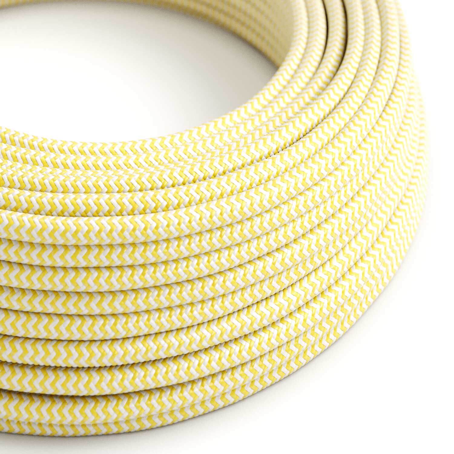 Cavo colorato per illuminazione Giallo Mais e Bianco Ottico ZigZag - L'Originale Creative Cables, per lampade di design - RZ10 - Creative Cables