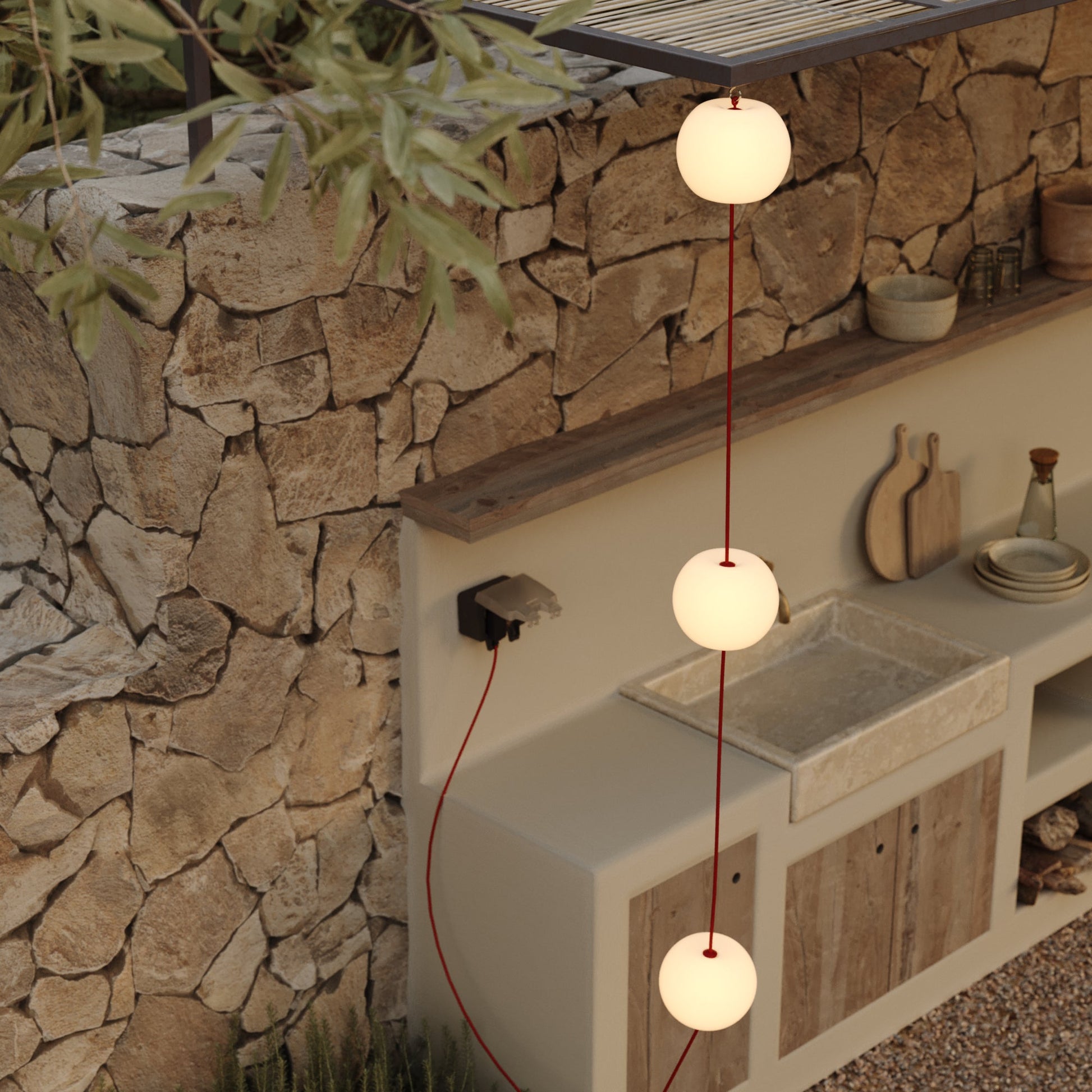 Cavo di connessione Alimentatore / Paralume - Marina - Rosso stella marina
