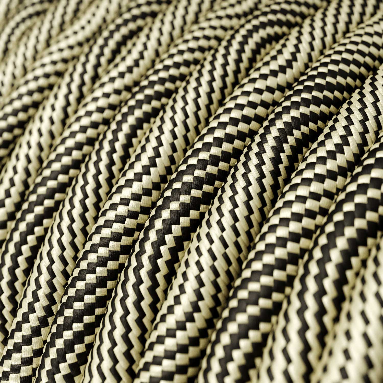 Cavo elettrico in tessuto Optical Nero e Oro Vertigo - L'Originale Creative Cables, per valorizzare i tuoi lampadari - ERM65 - Creative Cables
