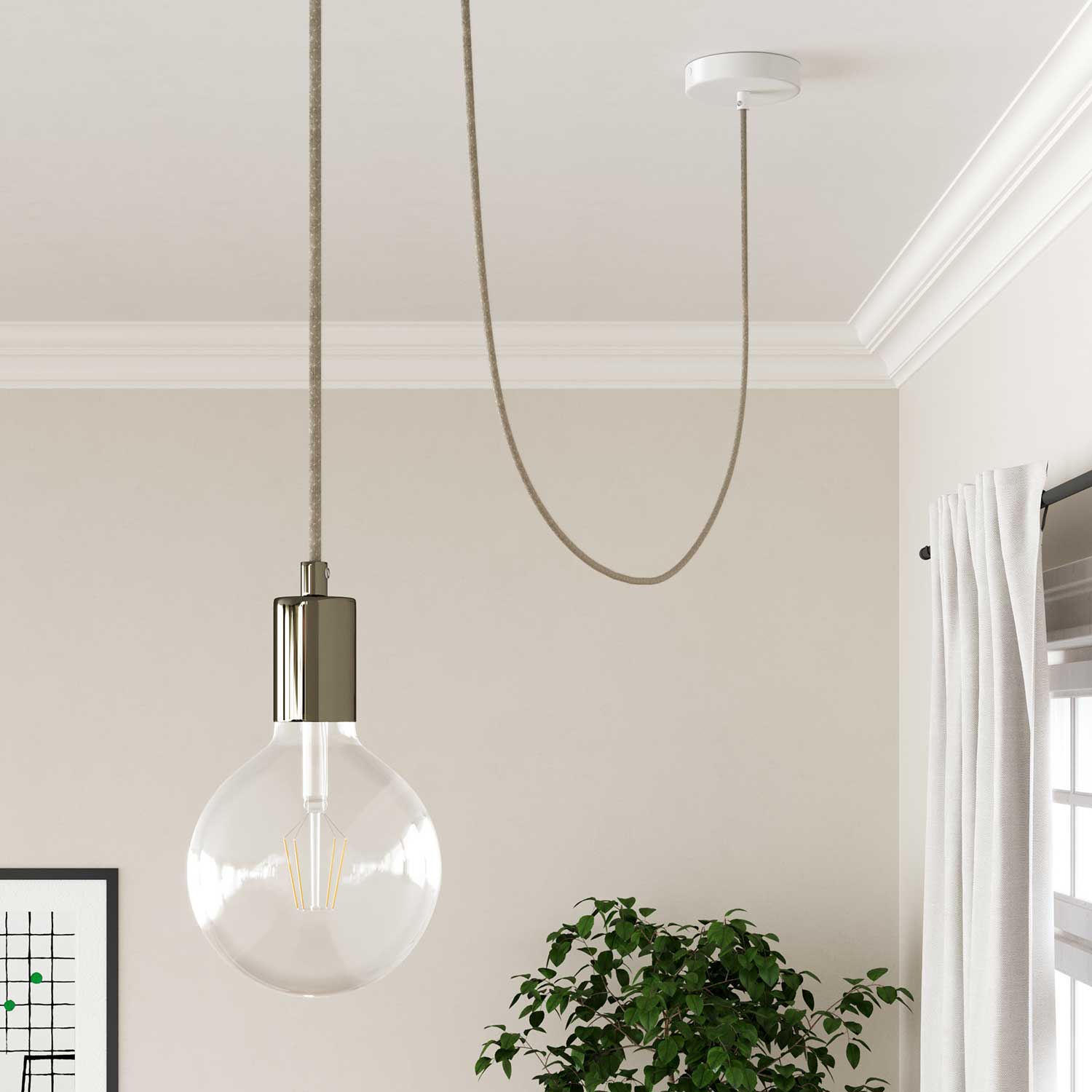 Cavo tessile Bianco Melange in lino - L'Originale Creative-Cables - RN01 rotondo 2x0,75mm / 3x0,75mm