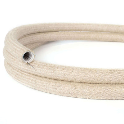 Creative-Tube, 20 mm diameter, covered in RN01 Neutral Natural Linen fabric, flexible cable conduit