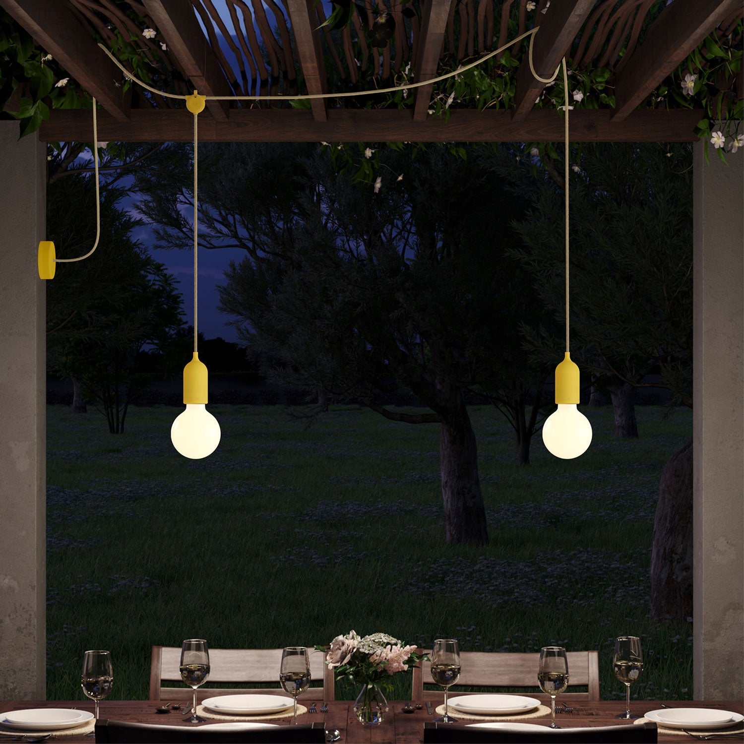 F-Snake Modulair Lampada da esterno IP65 a 2 luci con rosone - Mostarda