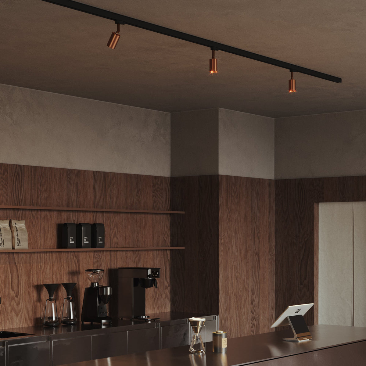 Faretto orientabile Bispot per sistema a binario - Rame satinato - Creative Cables